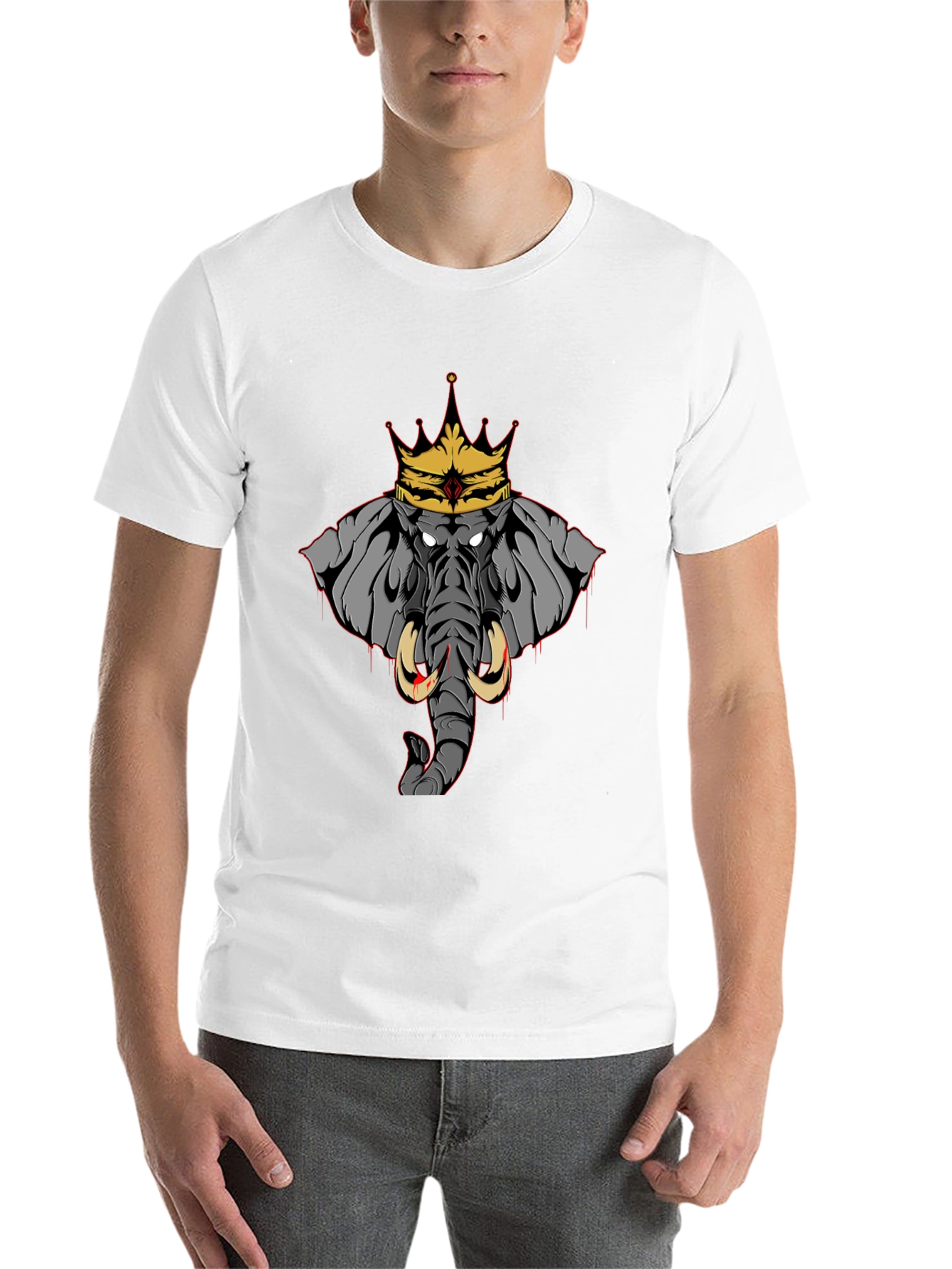 Black Elephant King Graphic Tee - Black Cotton T-Shirt view 14