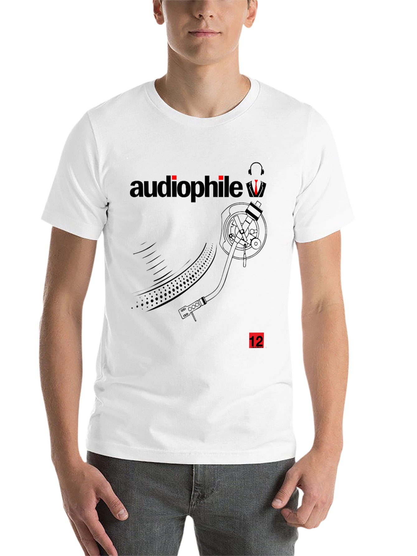 Black Audiophile T-Shirt - Record Player Graphic Tee - Black view 14