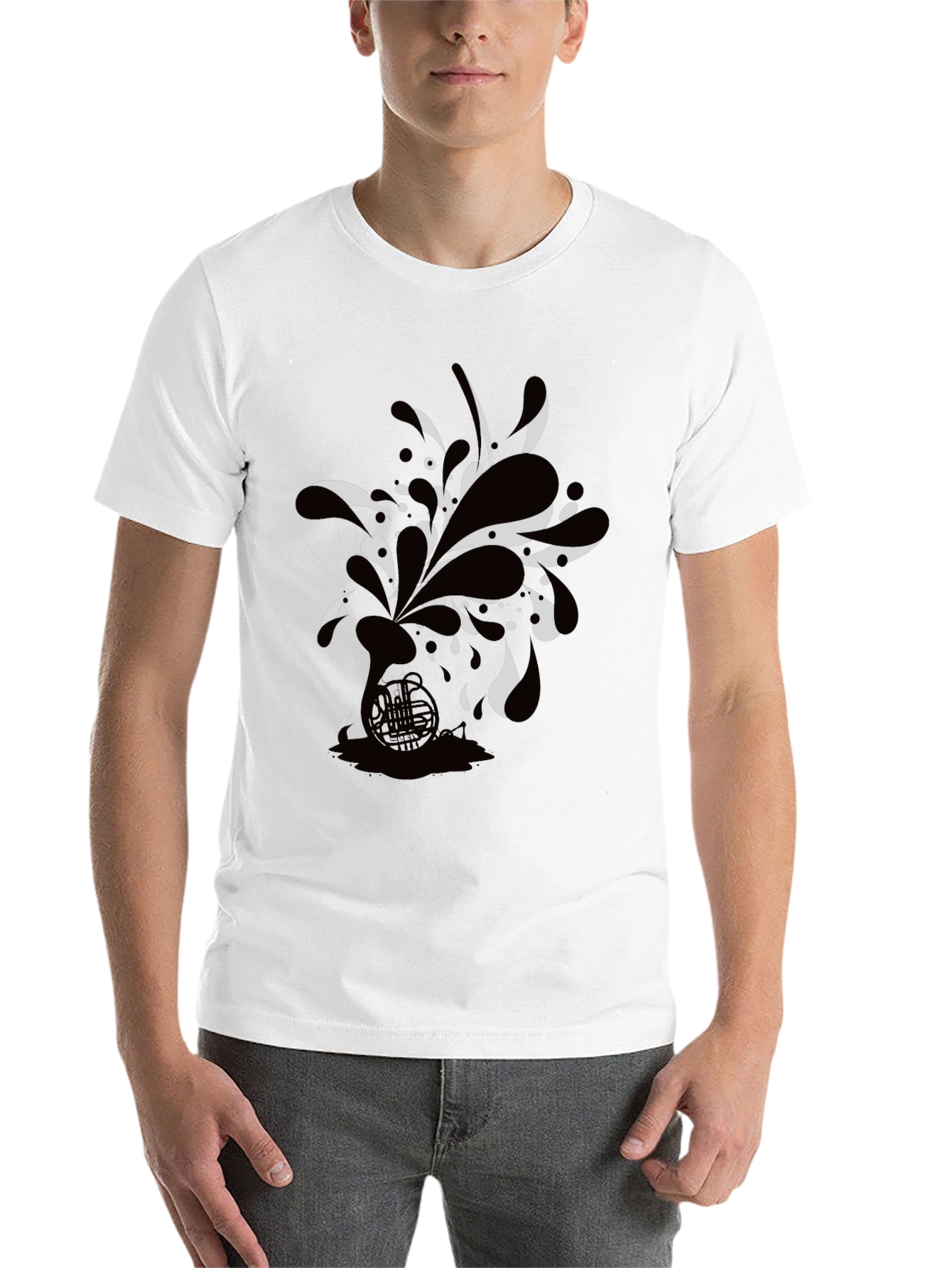 Black Black Tee with Abstract Horn Graphic view 14