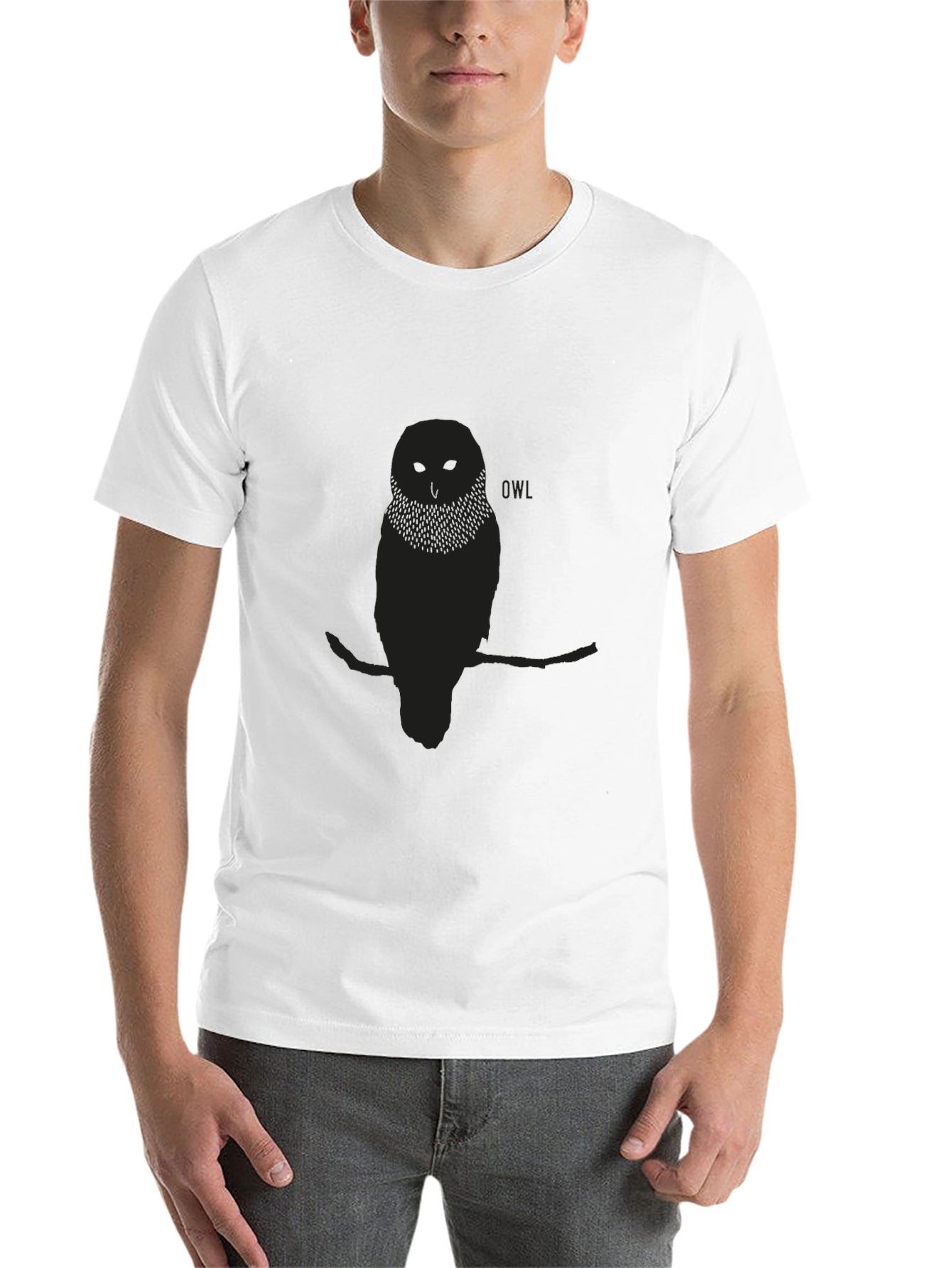 Black Men's Black Owl Graphic Print T-Shirt view 14