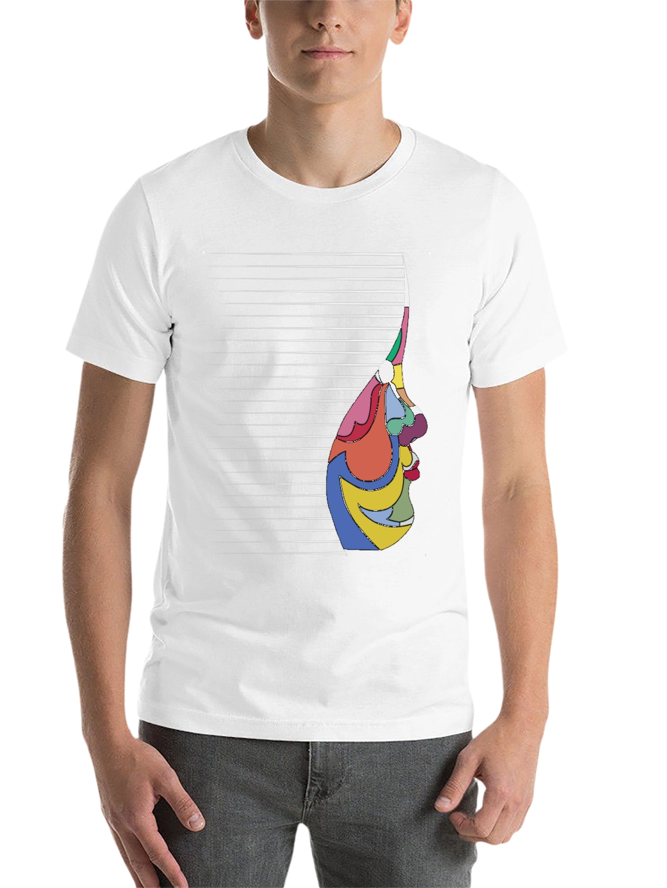 Black Abstract Face Graphic Tee - Modern Art Shirt view 14