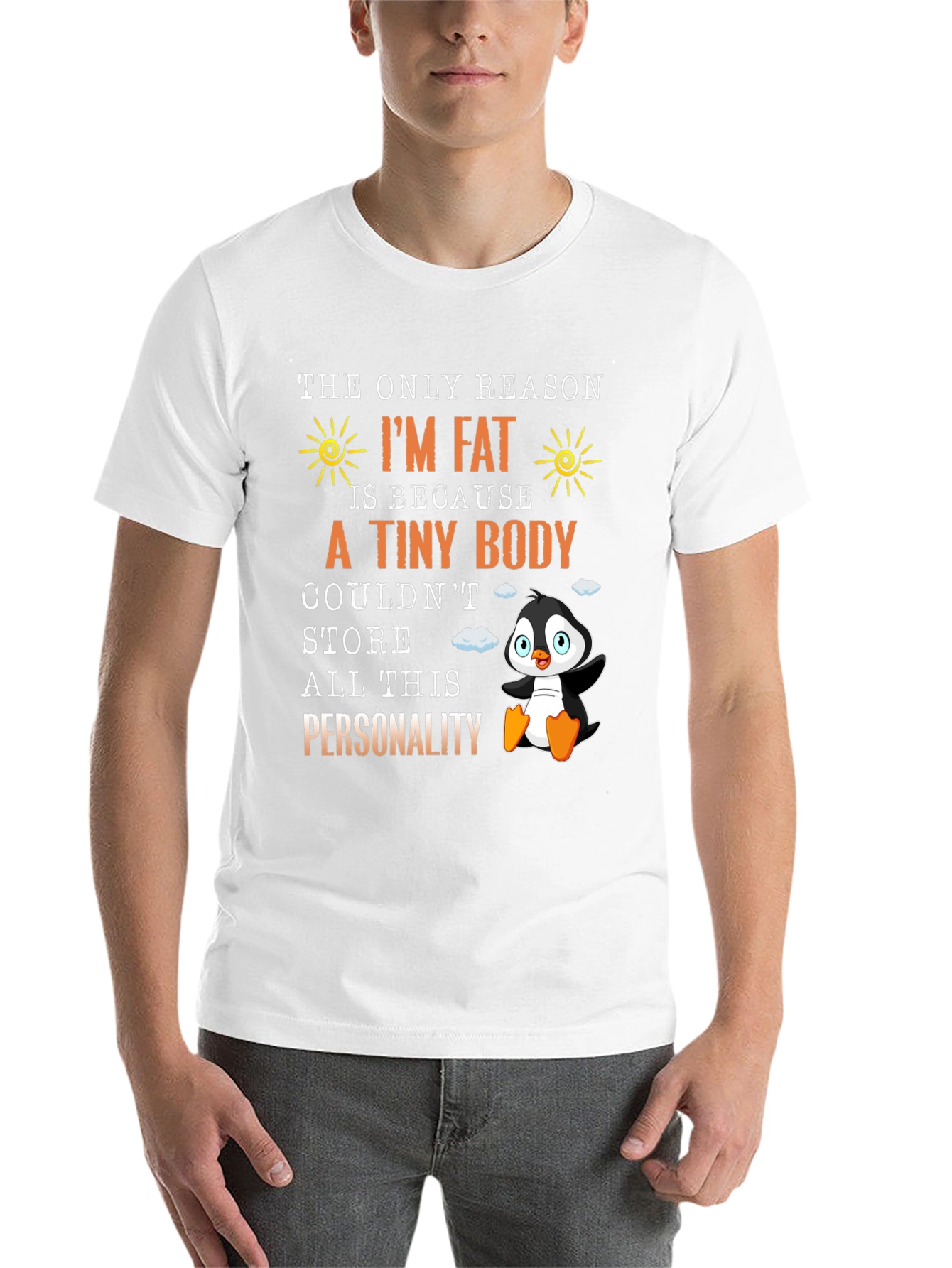 Black Funny I'm Fat Penguin T-Shirt - Personality view 14