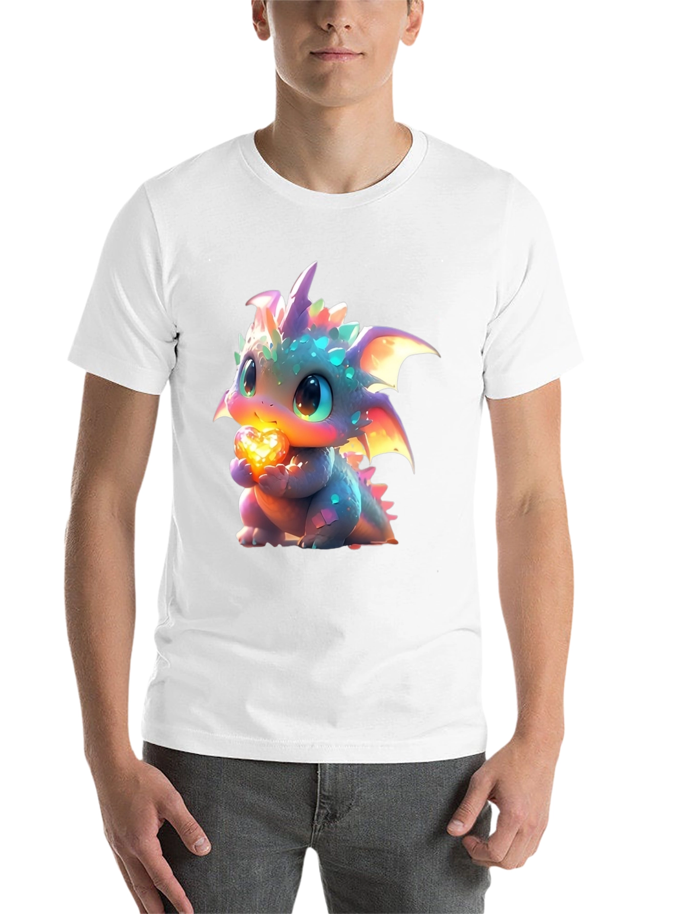 Black Cute Dragon Holding Heart Graphic T-Shirt view 14