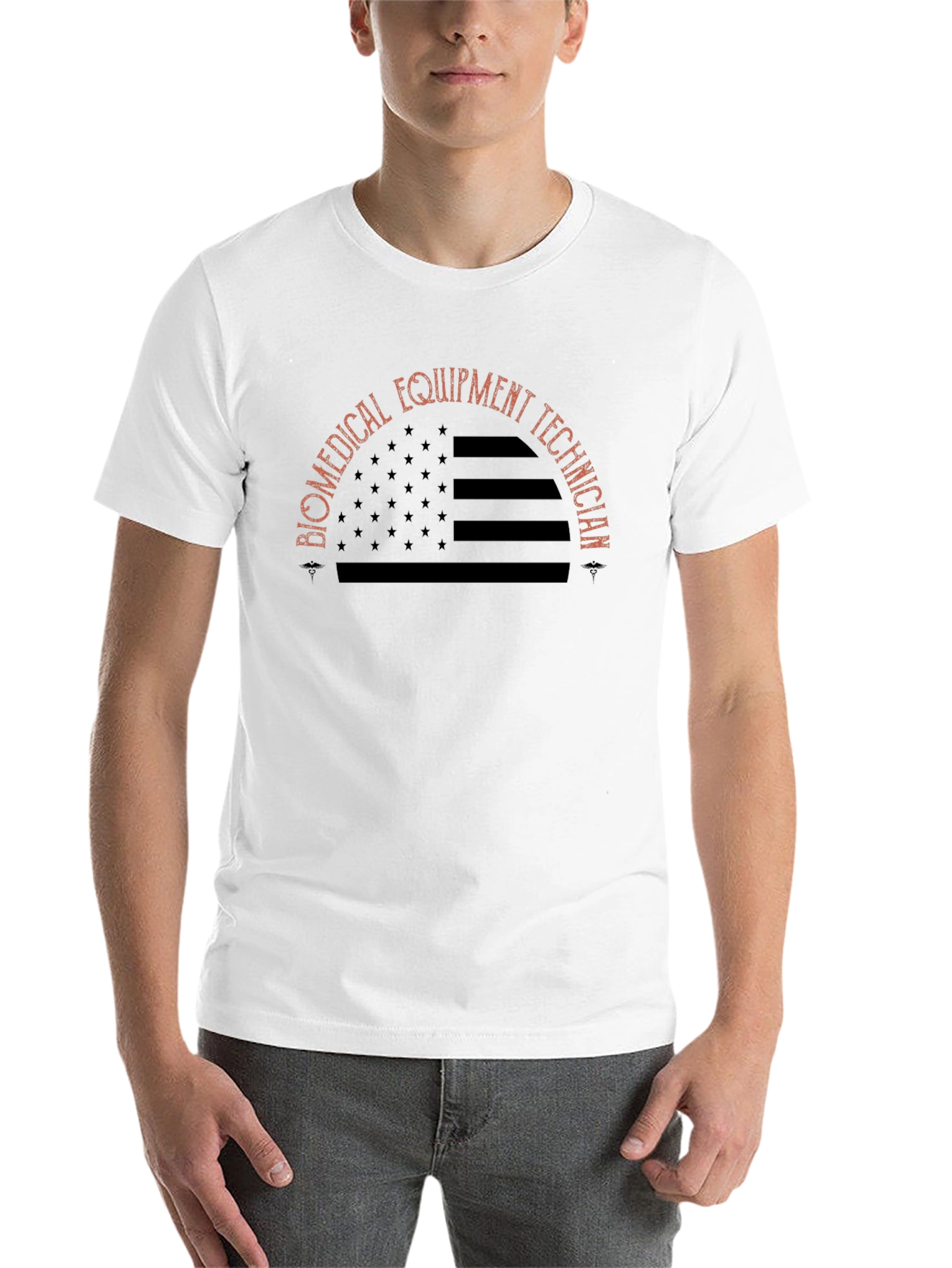 Black Biomedical Equipment Technician Flag T-Shirt view 14