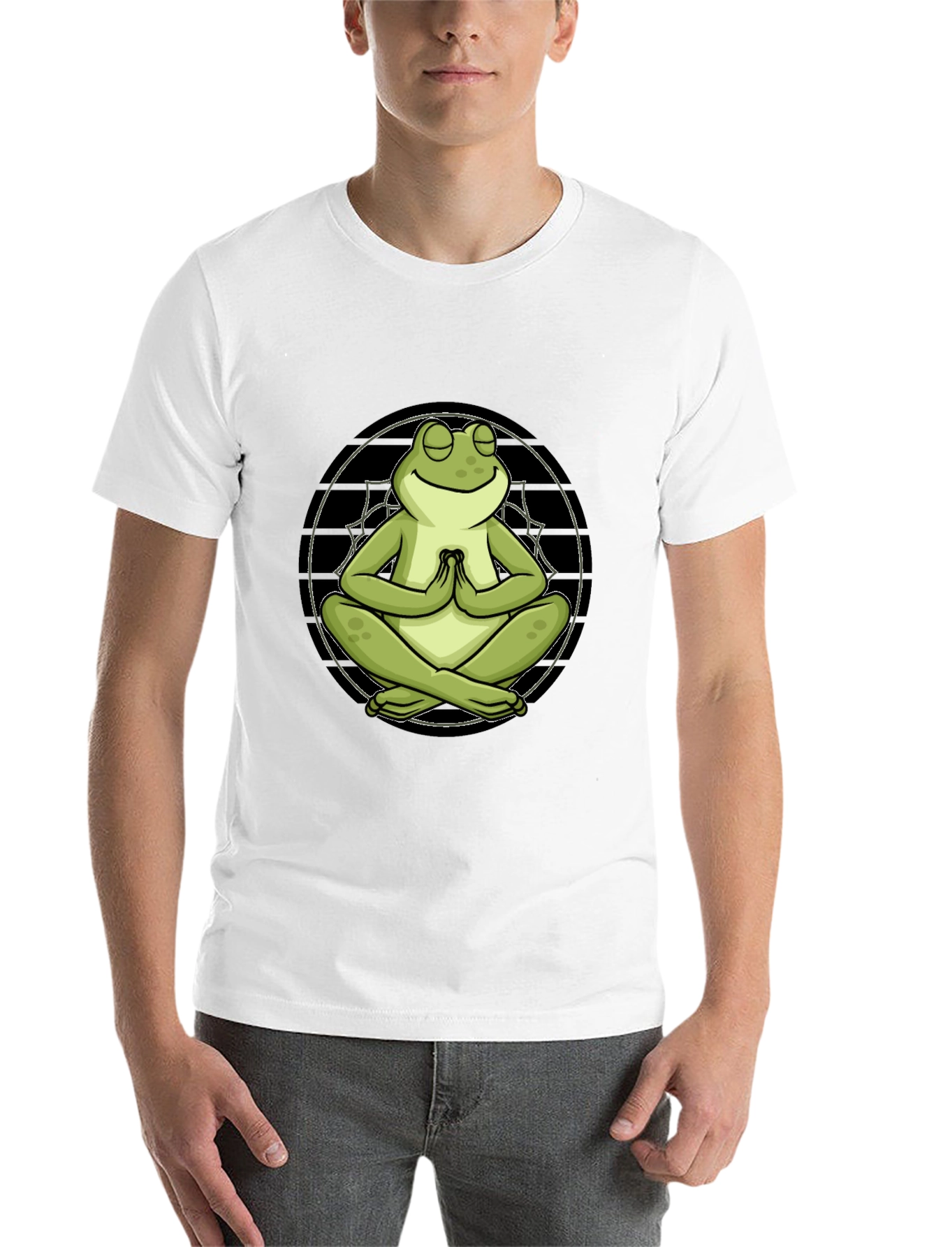 Black Meditating Frog T-Shirt - Relaxed Fit view 14