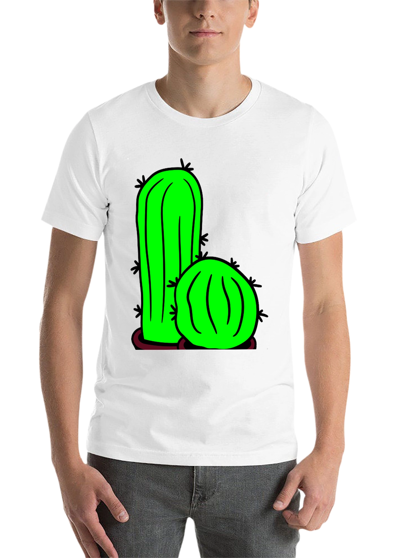 Black Cactus Graphic Tee - Fun Novelty T-Shirt view 14