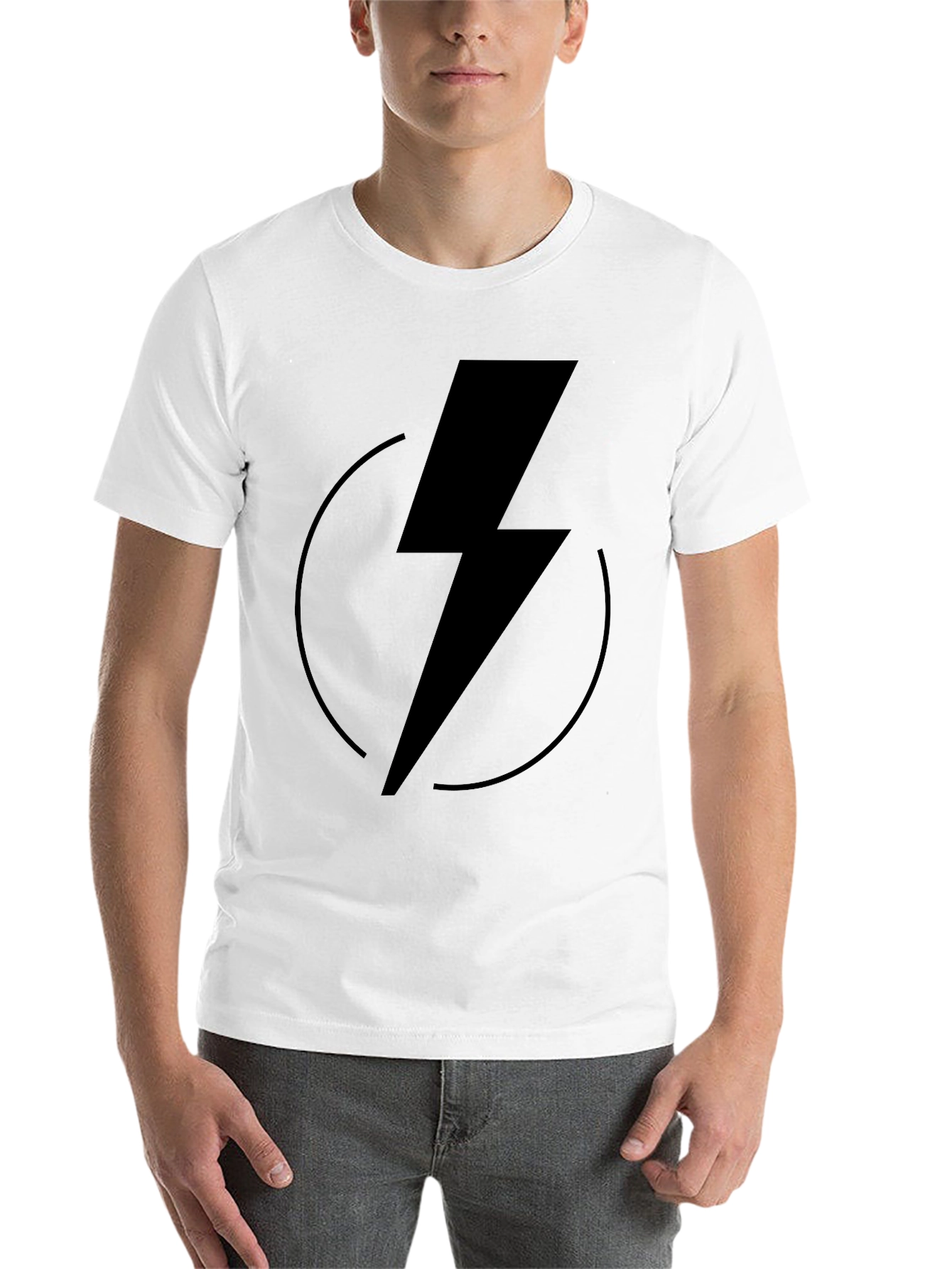 Black Lightning Bolt Graphic Tee - Modern Black T-Shirt view 14