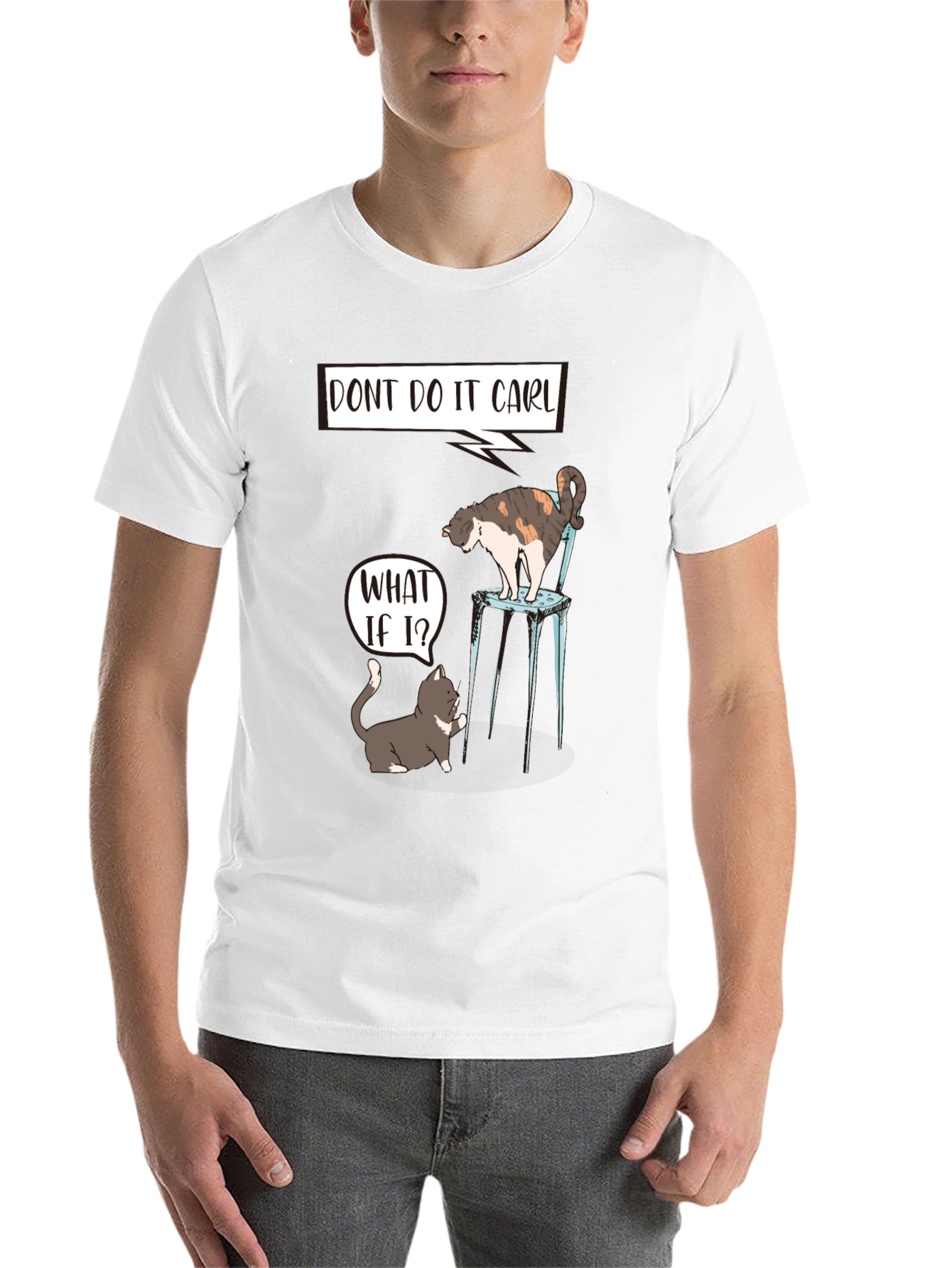 Black Funny Cat "Don't Do It Carl" Graphic Tee view 14