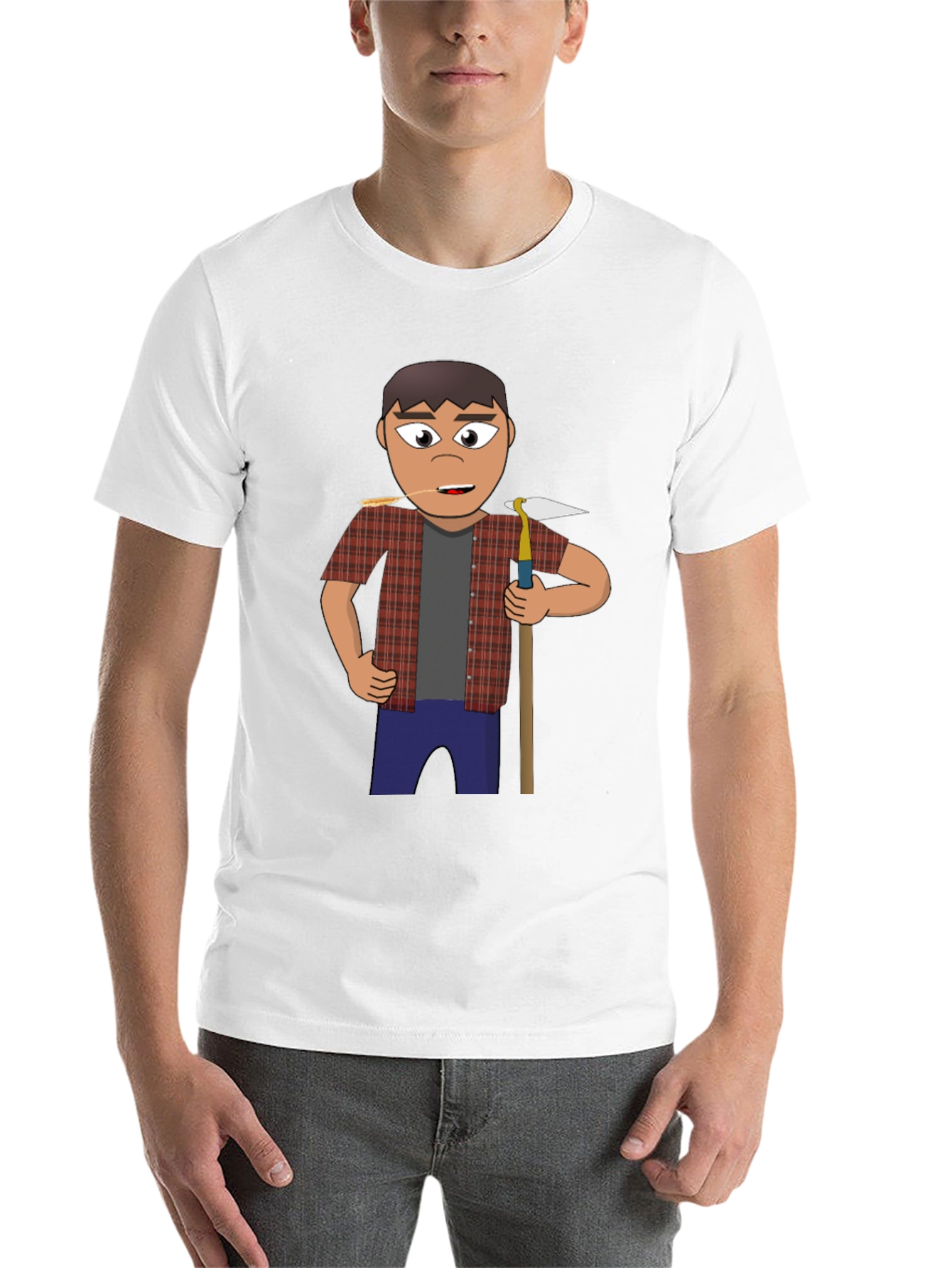 Black Cartoon Farmer Graphic Tee - Black view 14