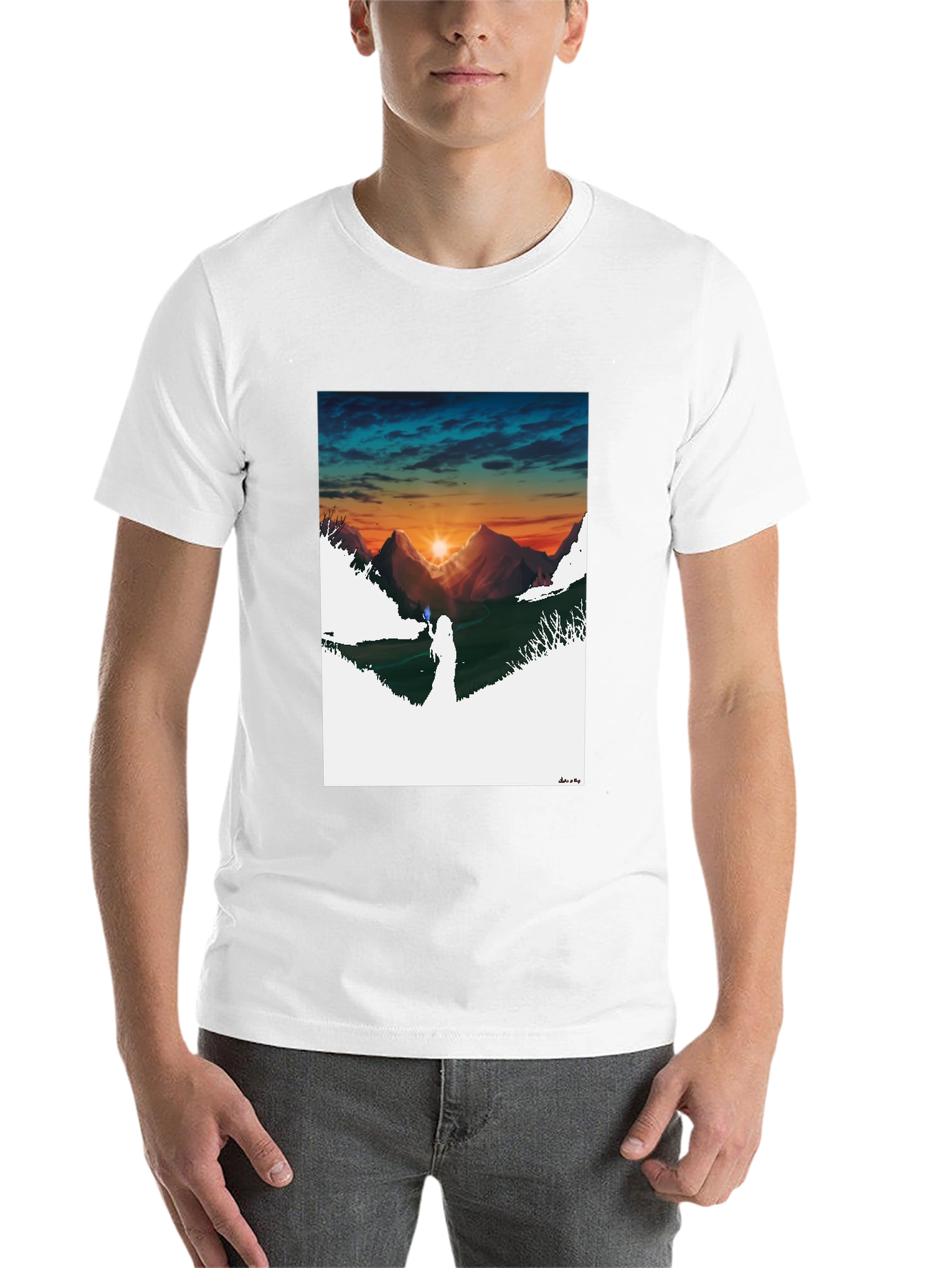 Black Sunset Mountain Graphic Tee - Stylish Black T-Shirt view 14