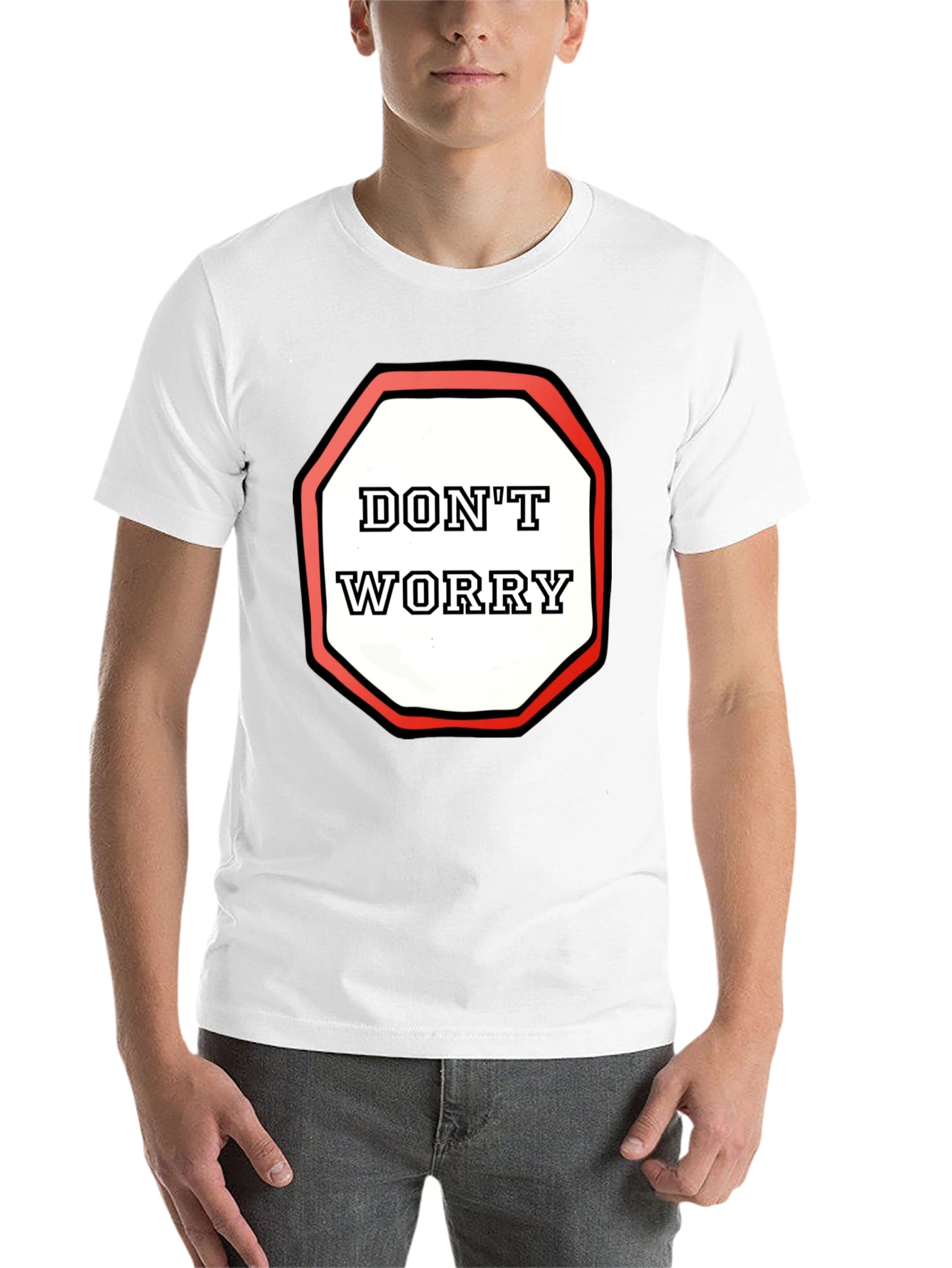 Black Don't Worry Graphic Tee - Black Cotton Comfort view 14