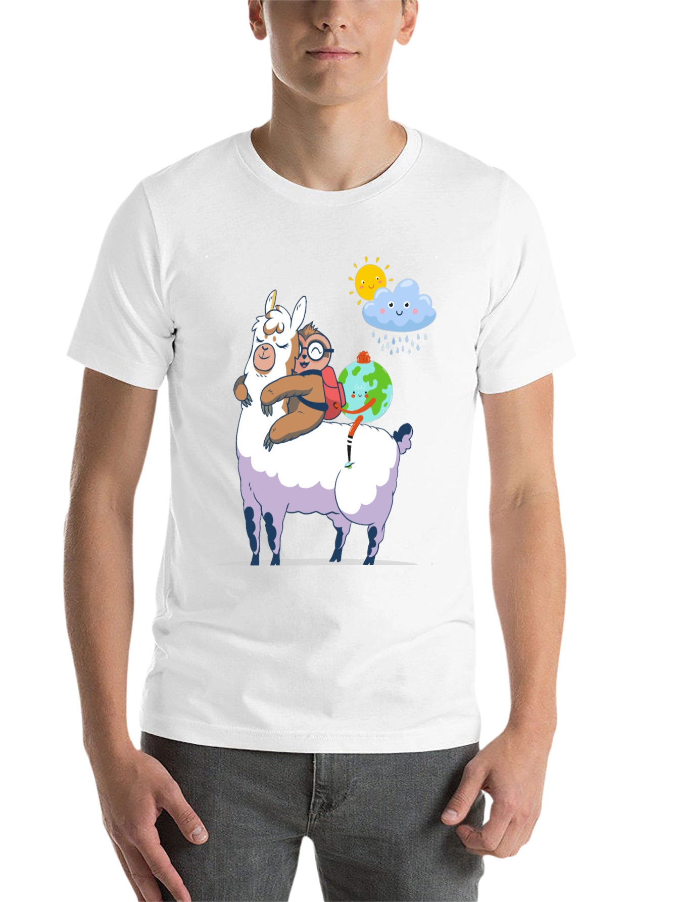 Black Llama, Sloth, and Earth T-Shirt view 14