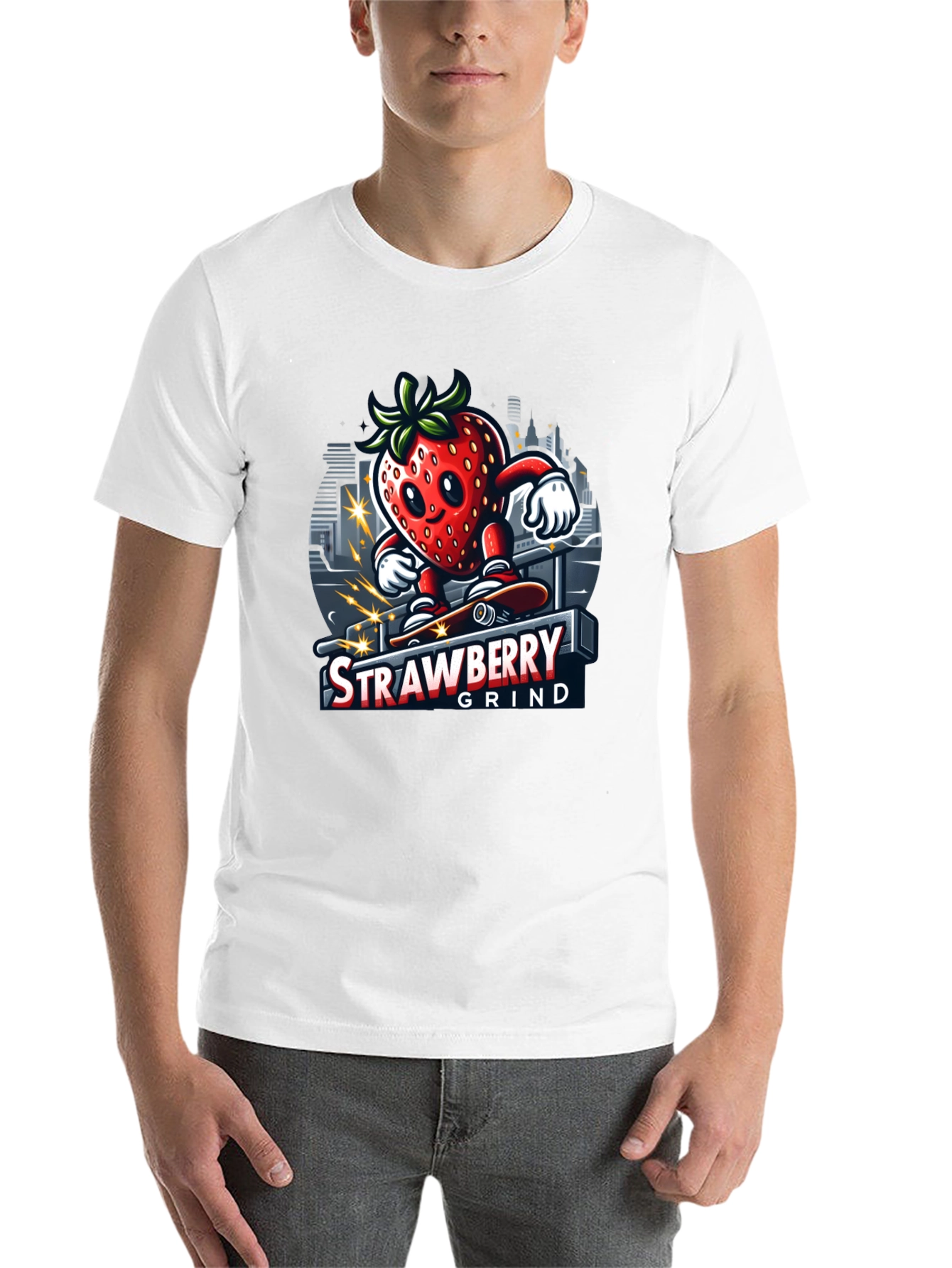Black Strawberry Grind T-Shirt - Cool Graphic Tee view 14
