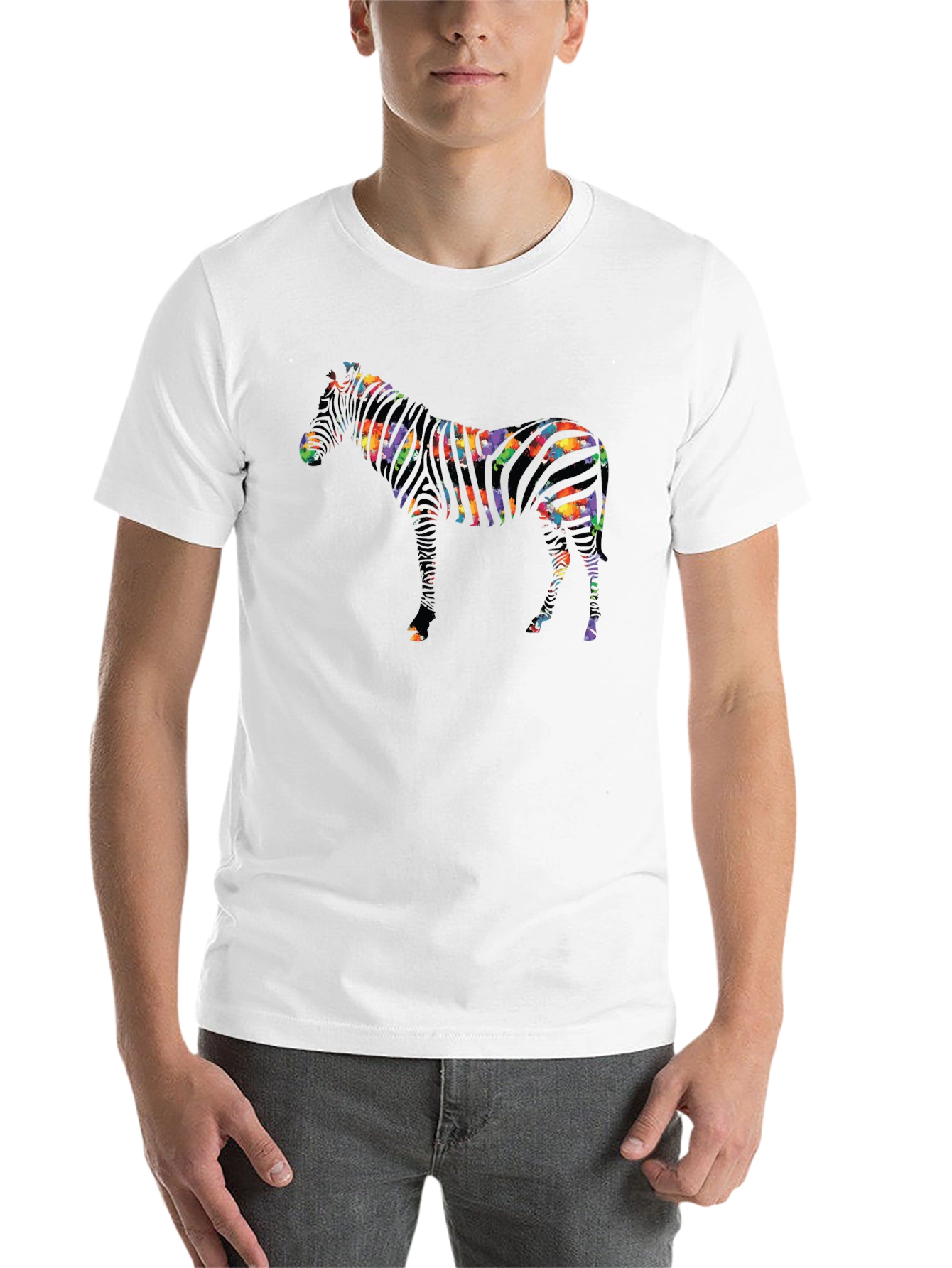 Black Stylish Zebra Graphic Black T-Shirt view 14