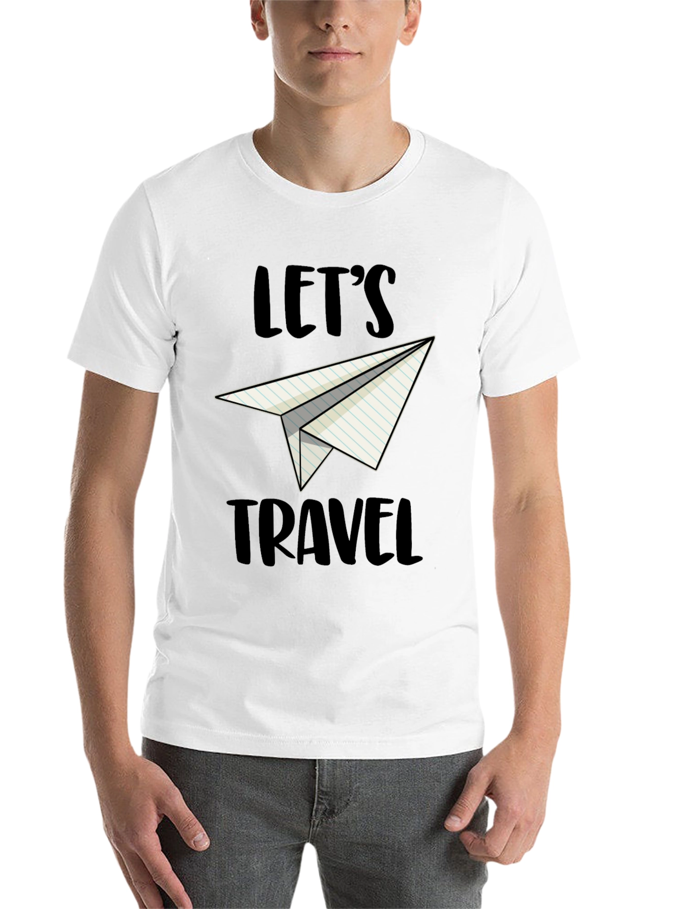 Black Let's Travel Paper Airplane Graphic Tee view 14