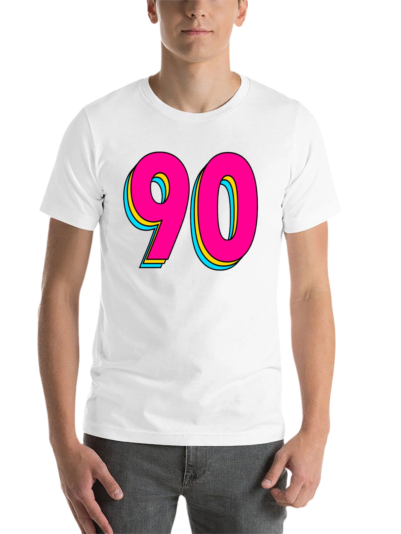 Black 90s Style Graphic Tee - Retro Neon Design view 14