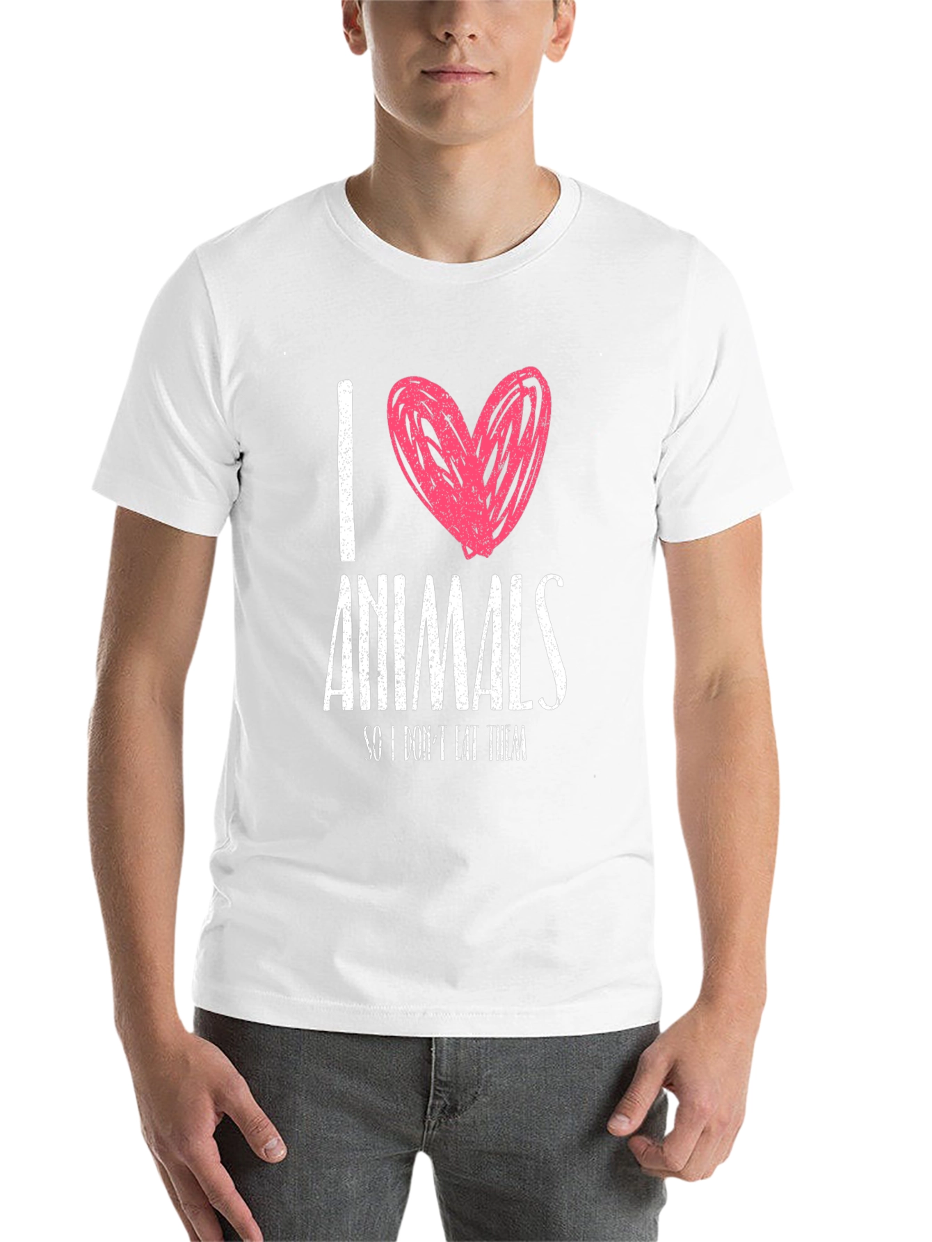 Black I Love Animals T-Shirt - Vegan Tee view 14