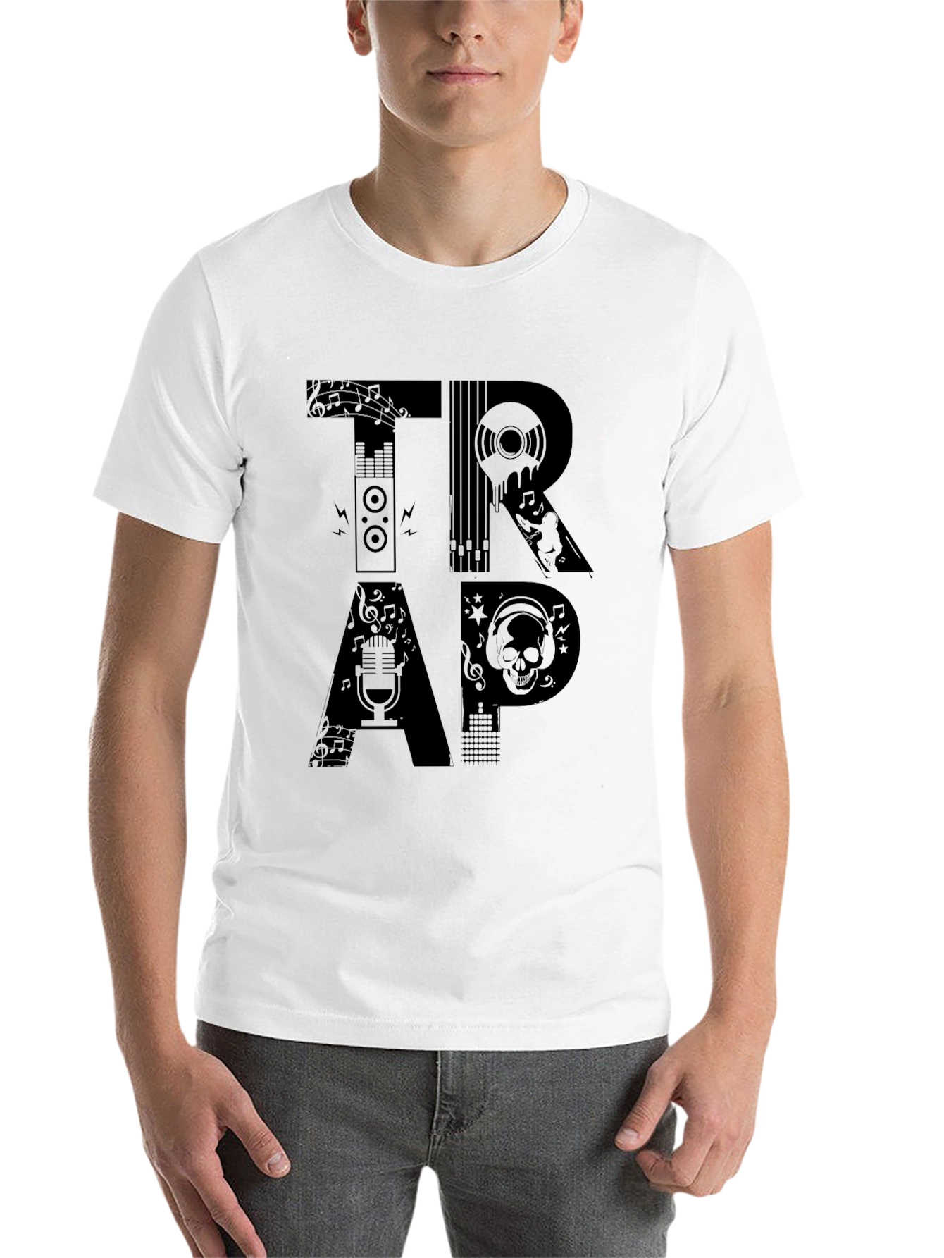 Black Trap Music Graphic Print Black T-Shirt view 14