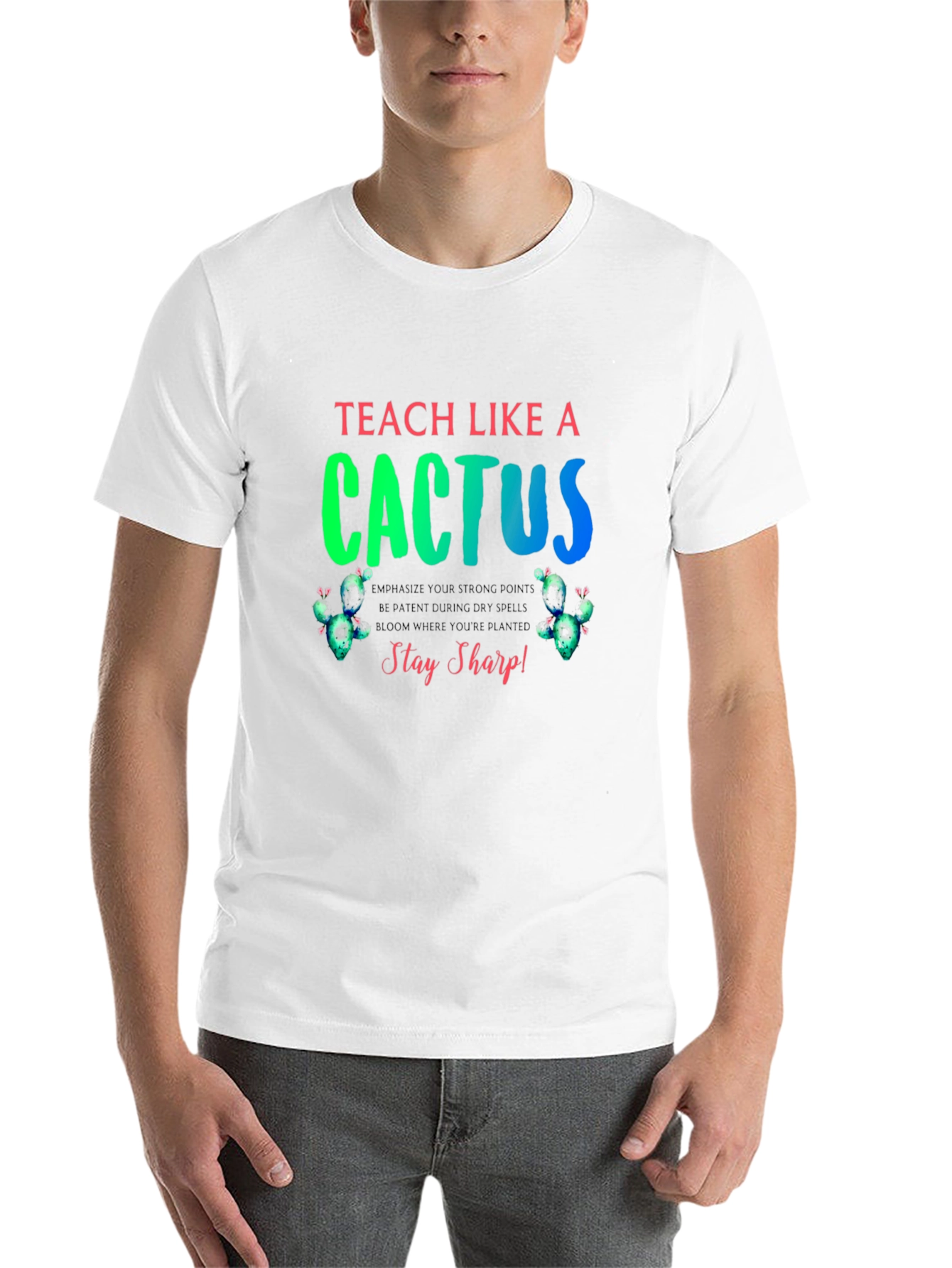 Black Teach Like a Cactus Graphic T-Shirt view 14