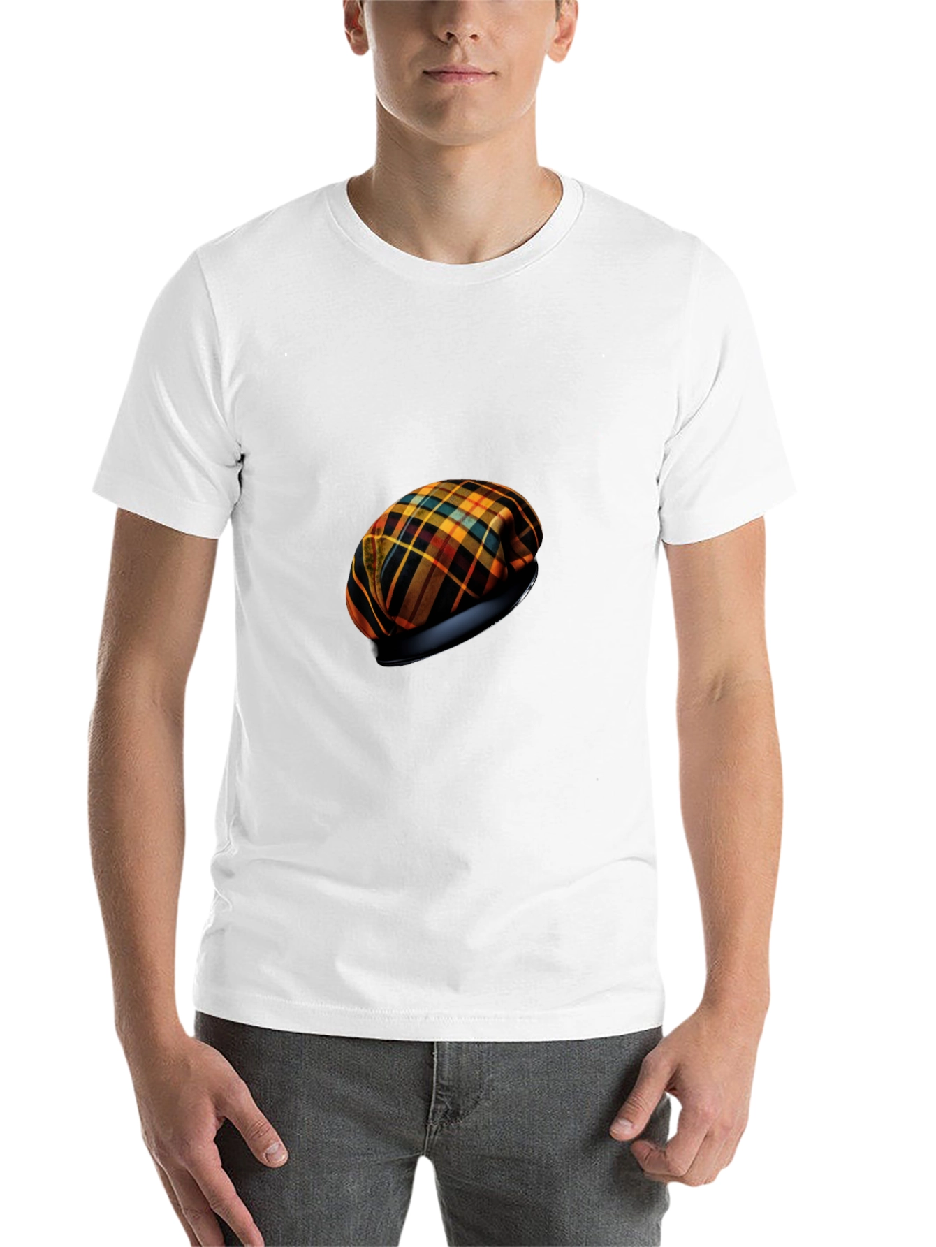 Black Stylish Tartan Beret T-Shirt view 14