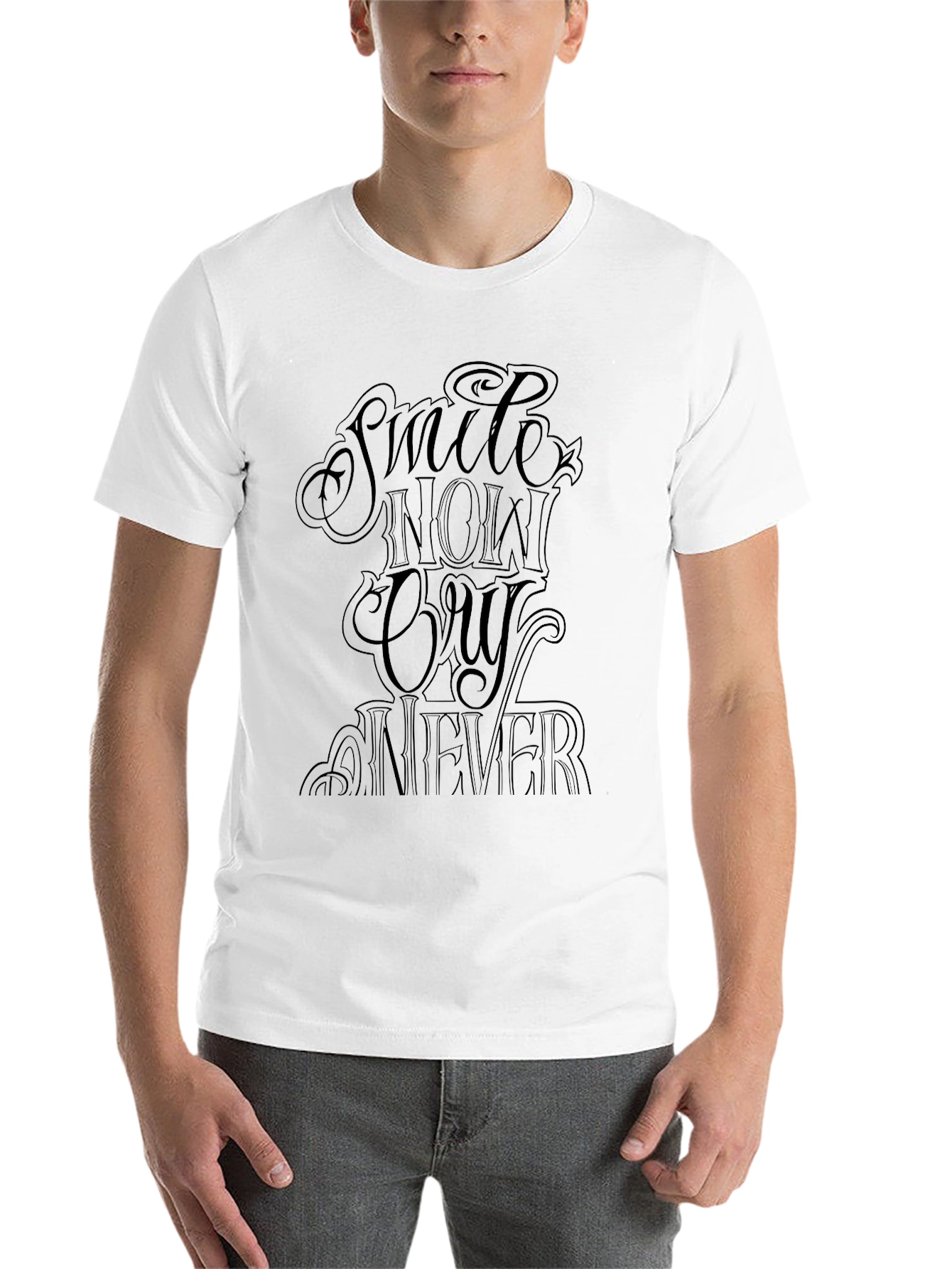 Black Smile Now Cry Never Graphic Tee - Stylish Black T-Shirt view 14