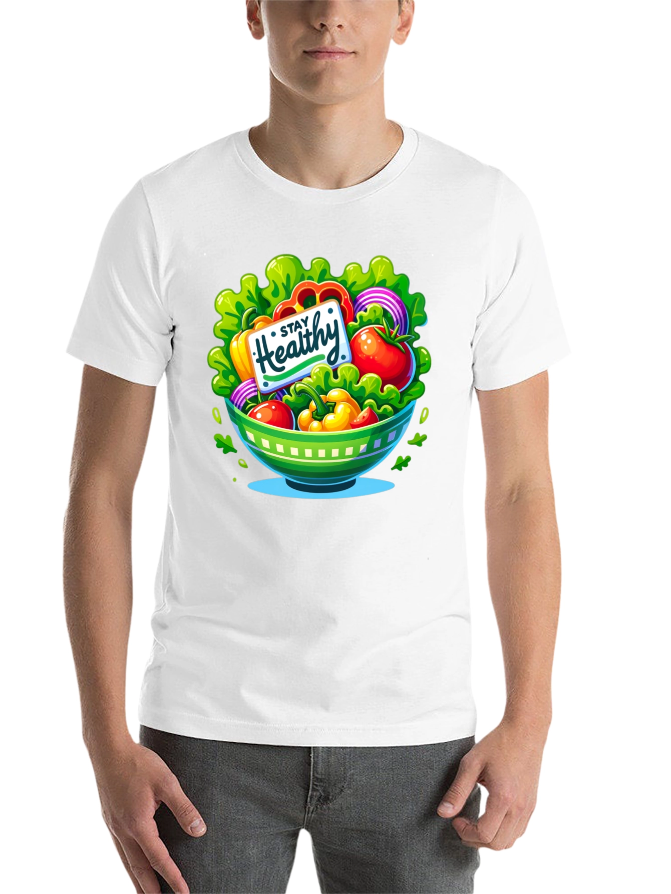 Black Stay Healthy Salad Bowl Graphic Tee view 14