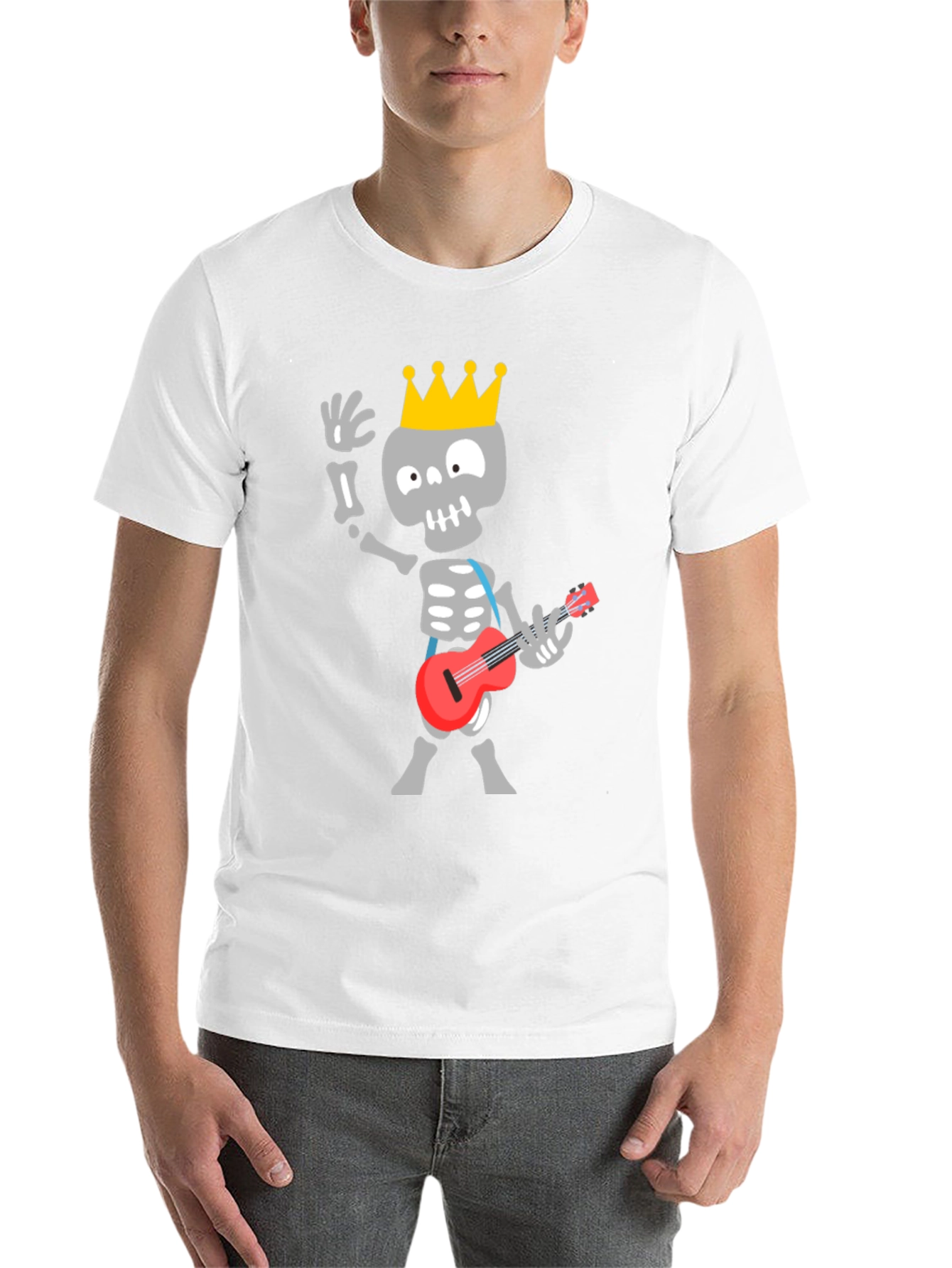 Black Skeleton King Guitar Player Black T-Shirt view 14