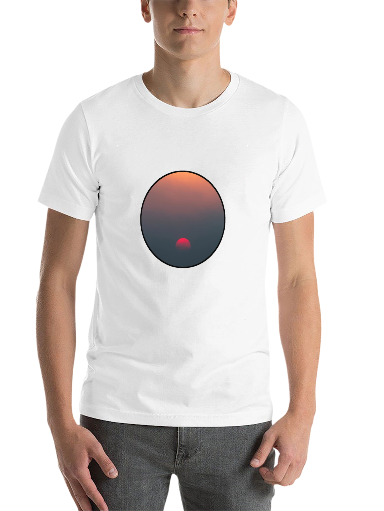 Black Sunset Circle Graphic Black T-Shirt view 14