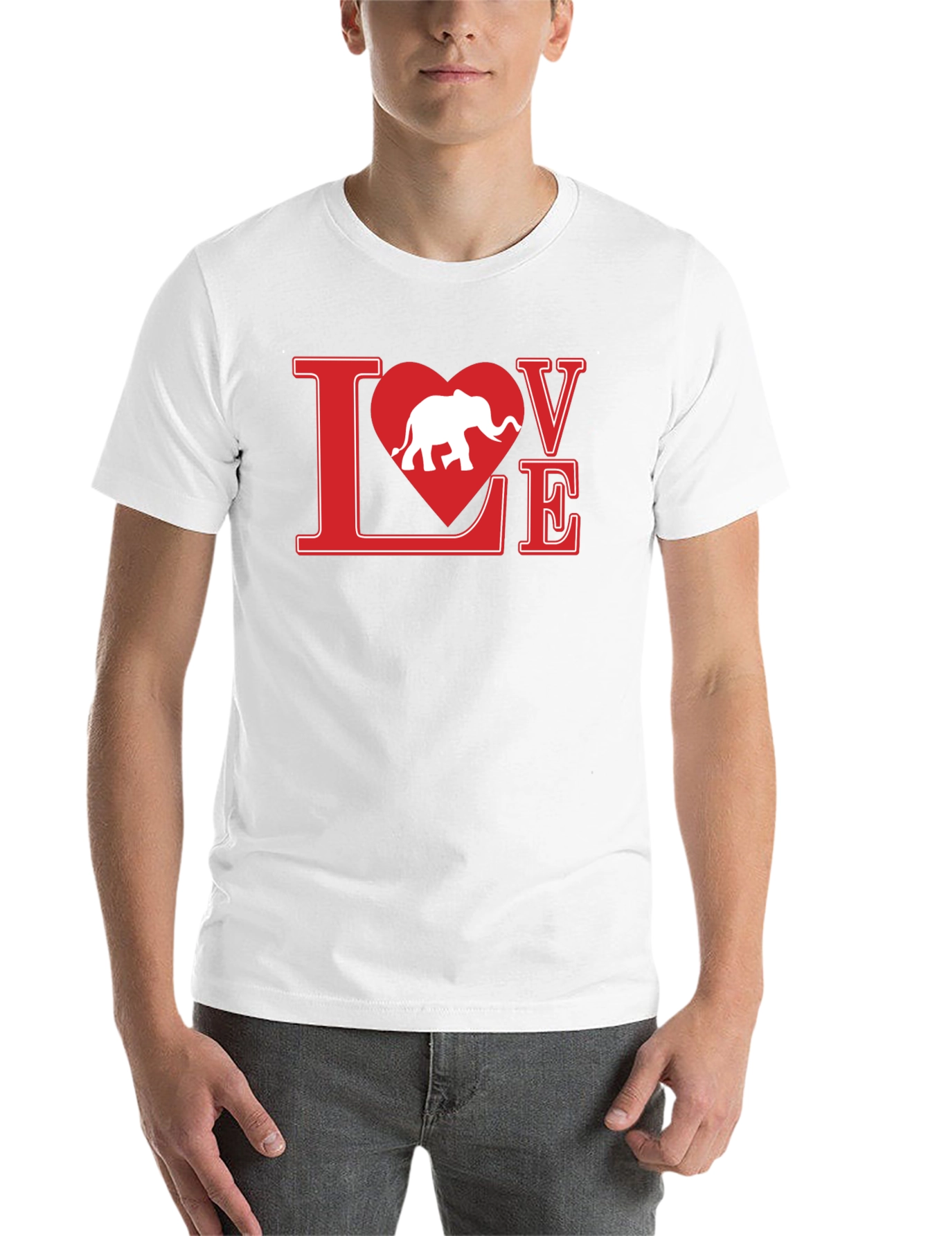 Black Love Elephant Graphic Tee - Black Cotton T-Shirt view 14