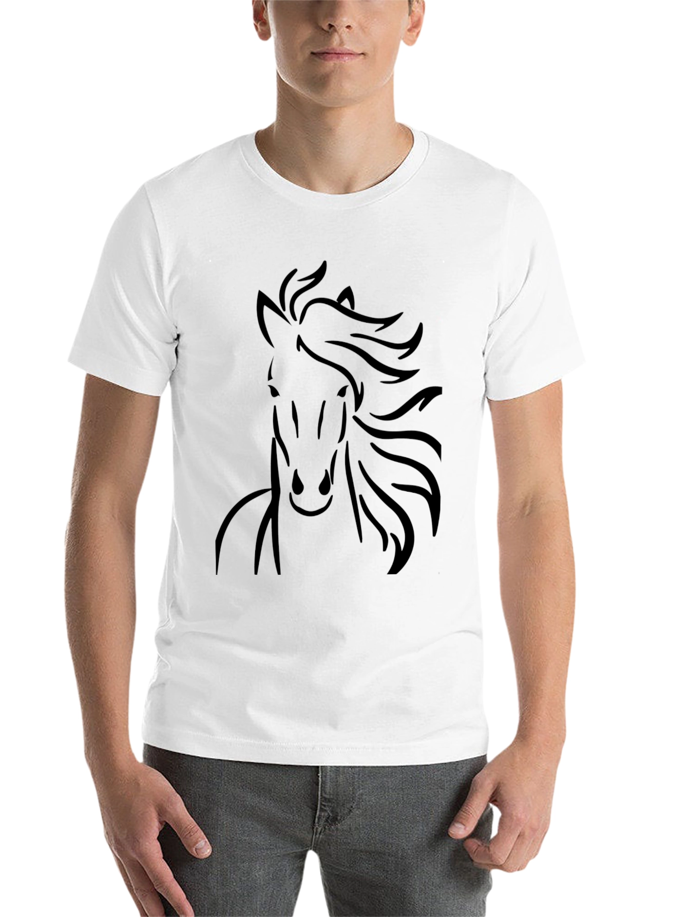Black Black Horse Graphic Tee - Stylish Men's Casual Shirt view 14