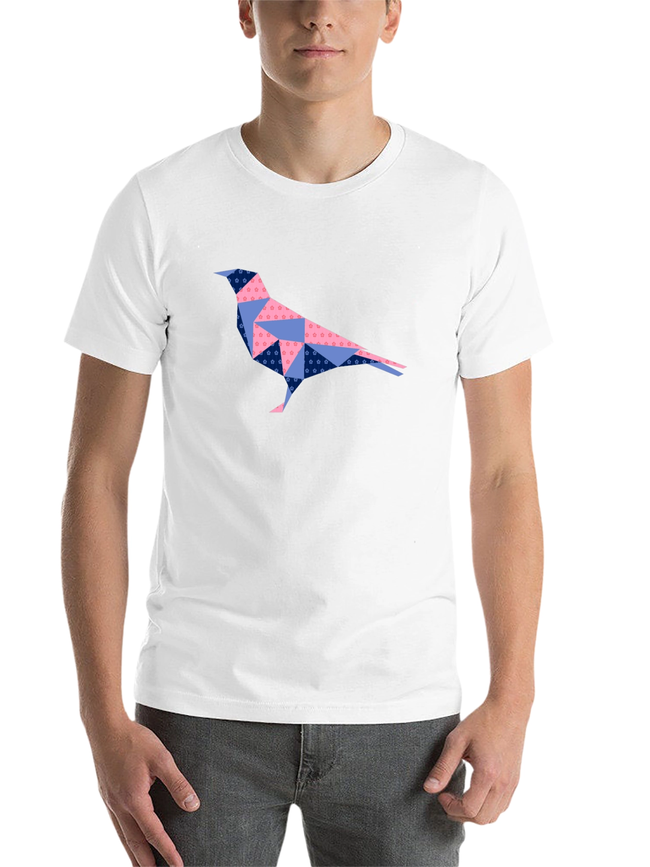 Black Geometric Origami Bird T-Shirt - Unique Design view 14