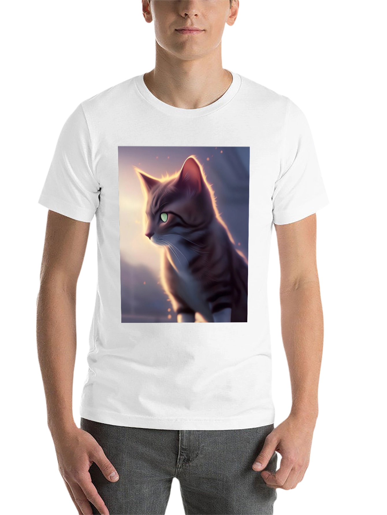 Black Artistic Cat Graphic Black T-Shirt view 14