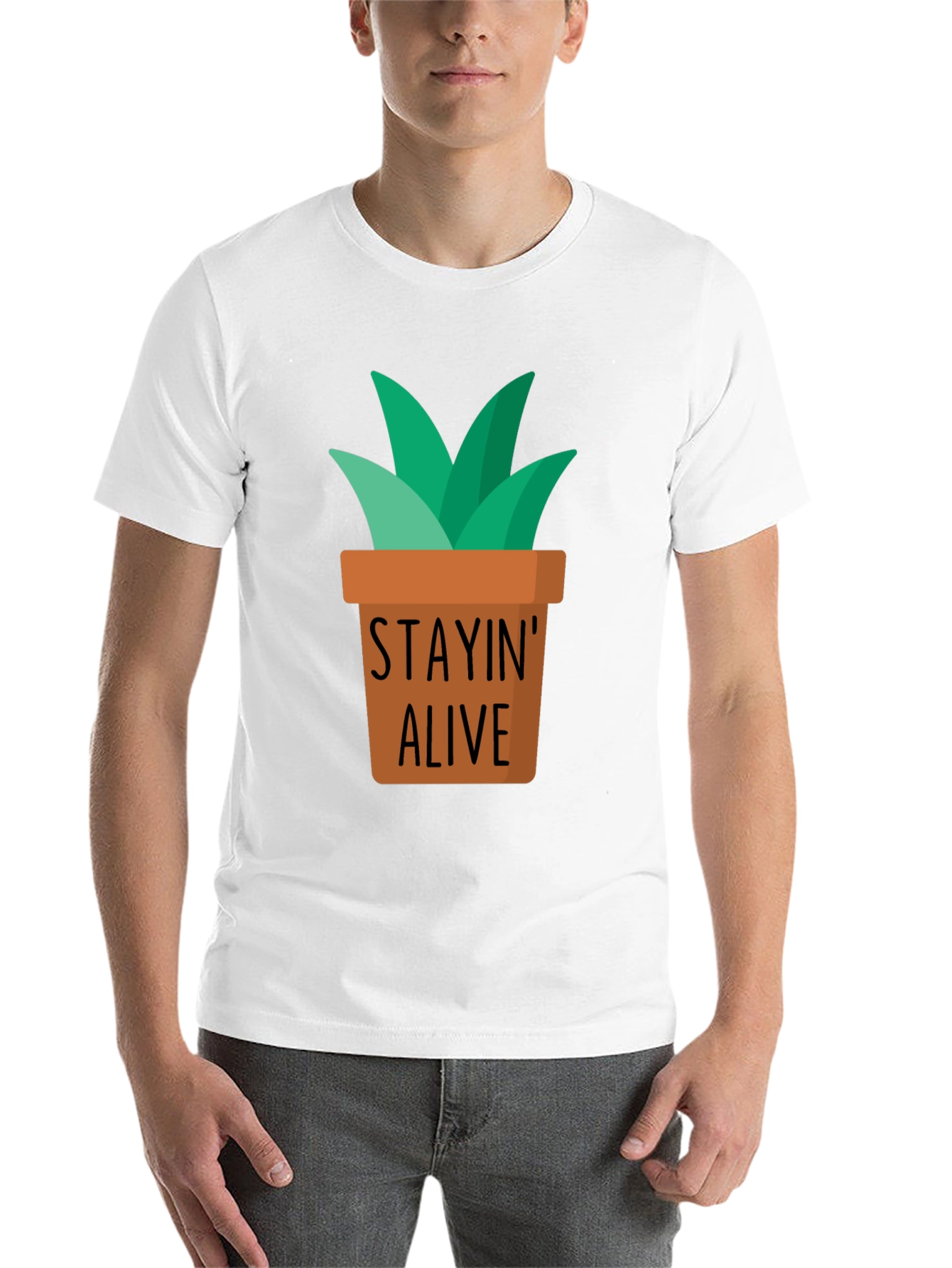 Black Stayin' Alive Plant Graphic T-Shirt view 14