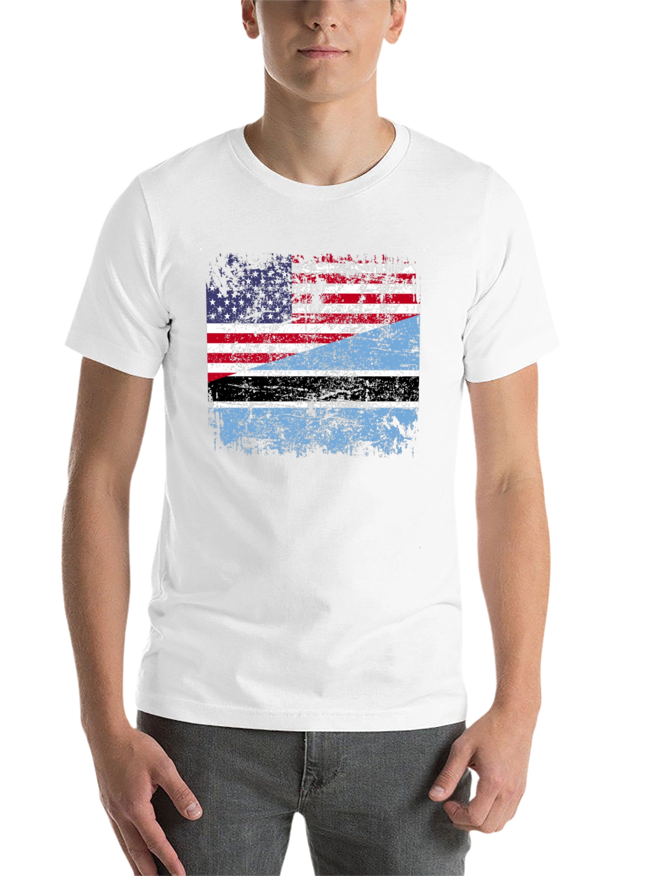 Black USA Botswana Flag Graphic Tee view 14