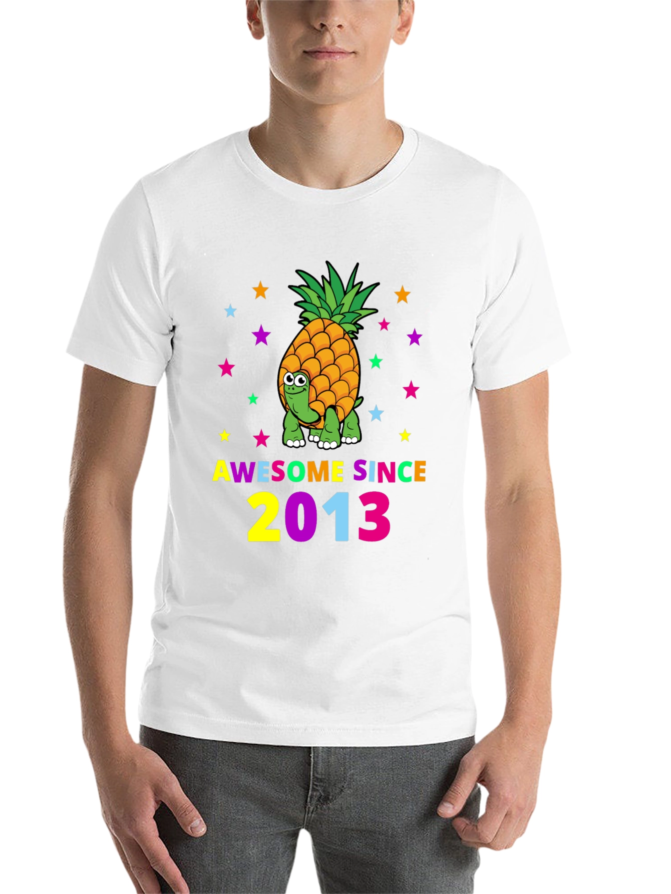 Black Awesome Since 2013 Pineapple Turtle Graphic T-Shirt view 14