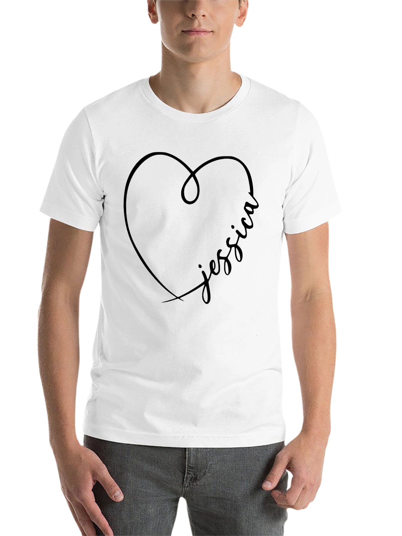 Black Personalized Jessica Heart T-Shirt - Black view 14