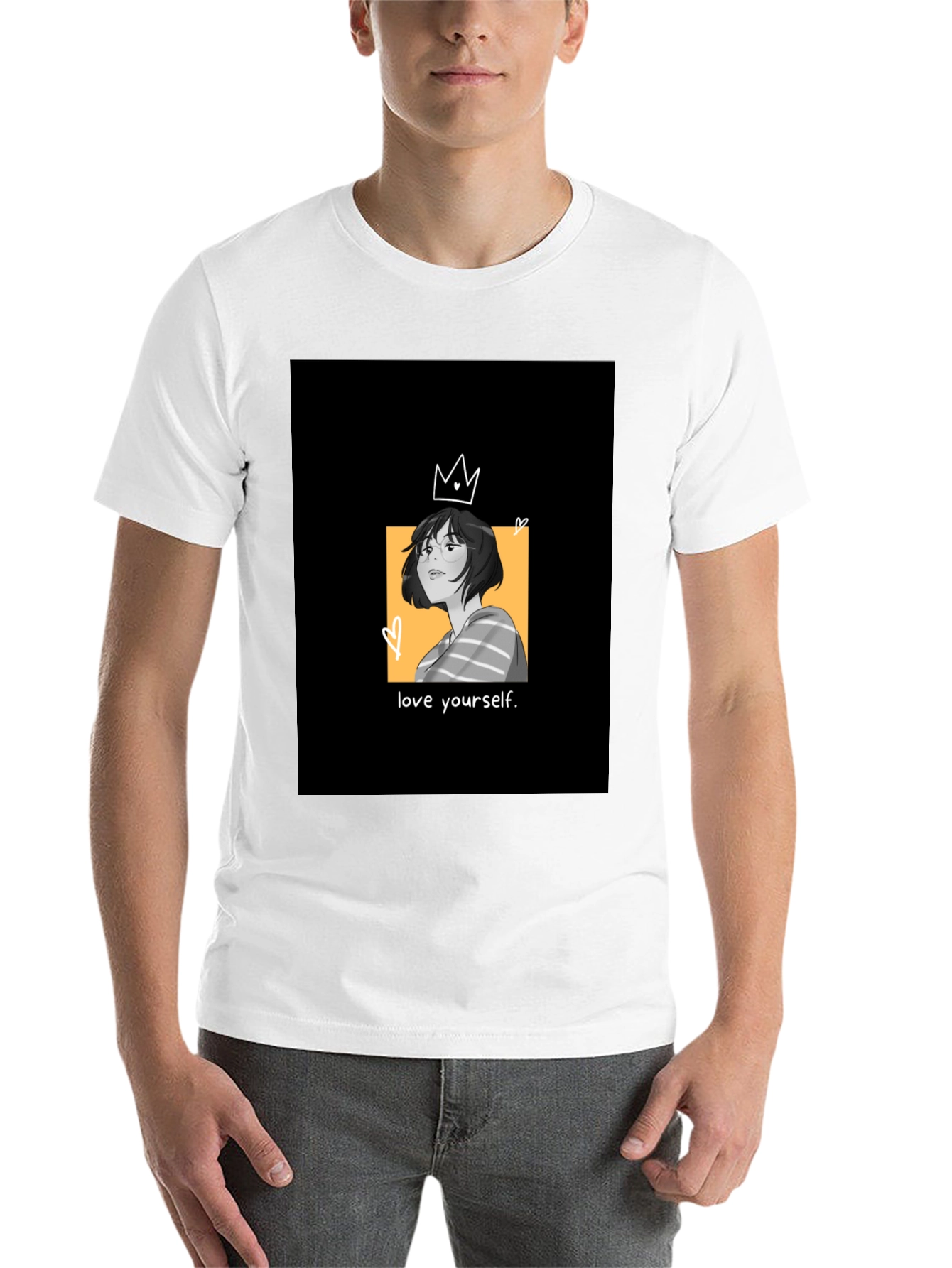 Black Love Yourself Graphic Tee - Black Unisex T-Shirt view 14