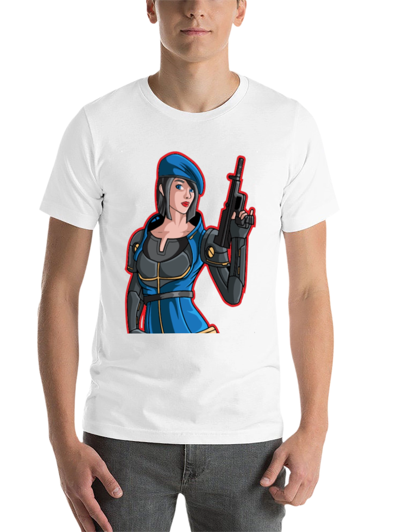 Black Cartoon Soldier Woman T-Shirt view 14