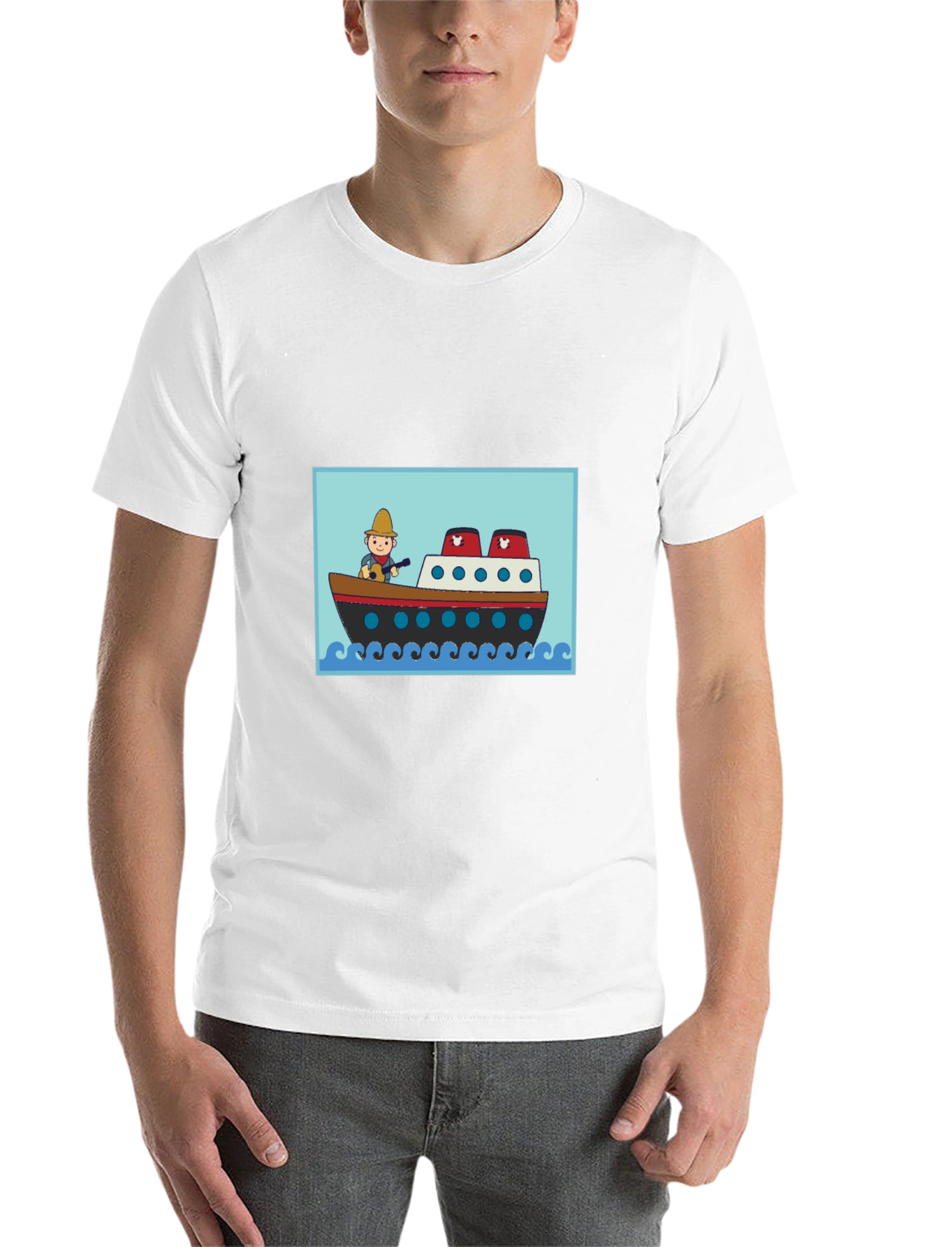 Black Cartoon Ship T-Shirt - Novelty Graphic Tee view 14