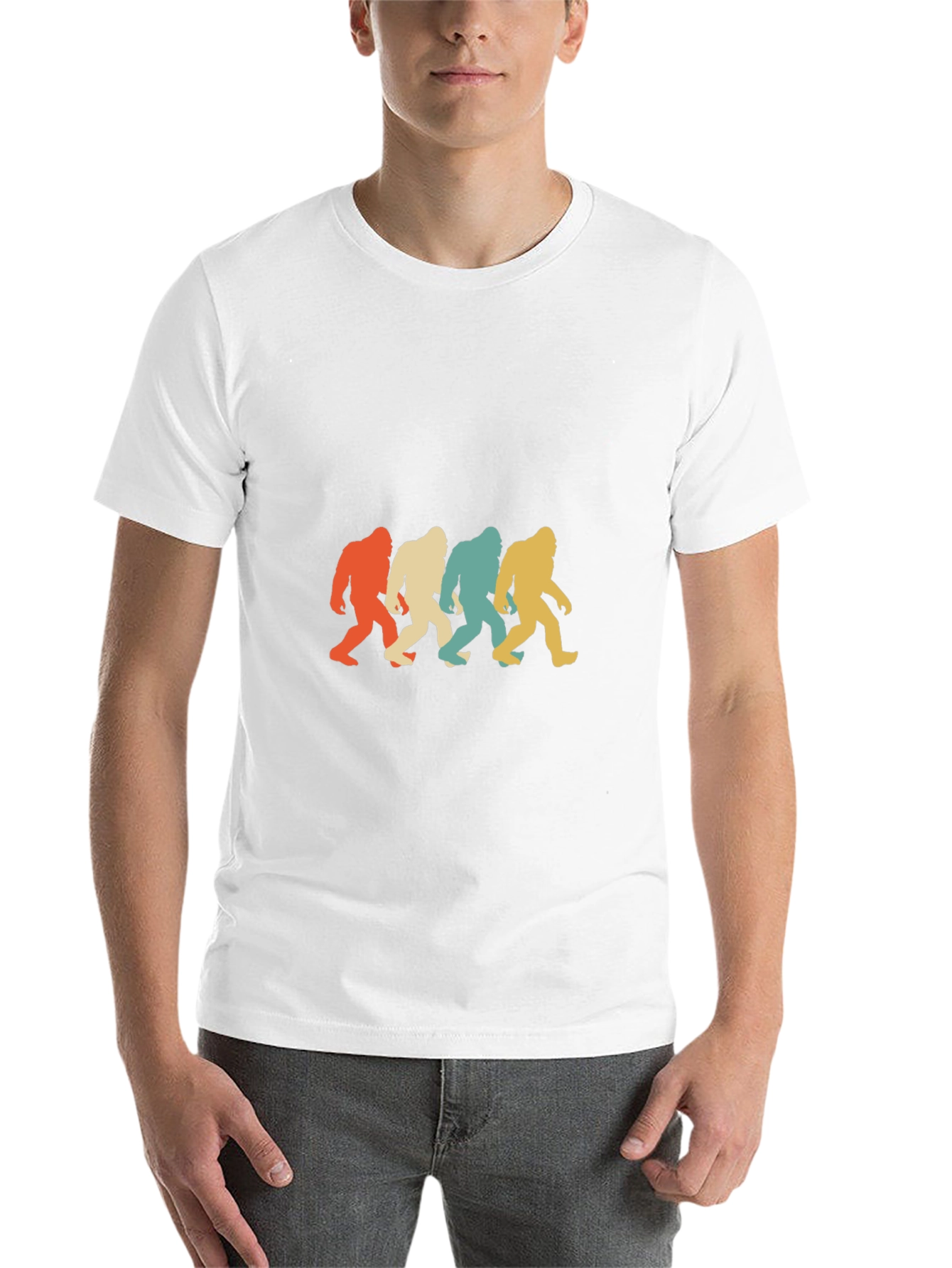 Black Retro Bigfoot T-Shirt: Sasquatch Silhouette Tee view 14