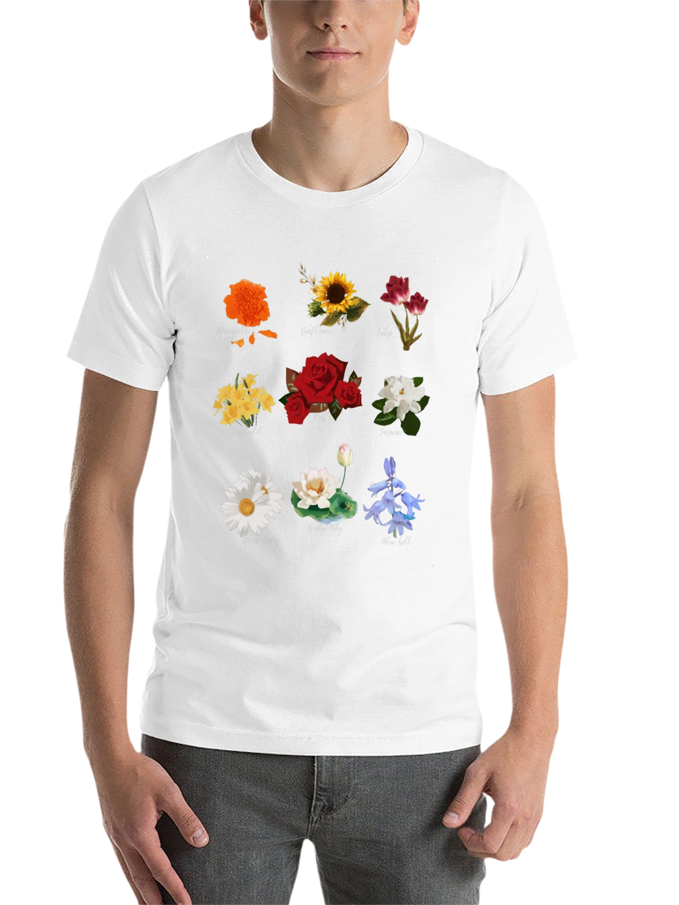 Black Floral T-Shirt with Assorted Flower Prints view 14