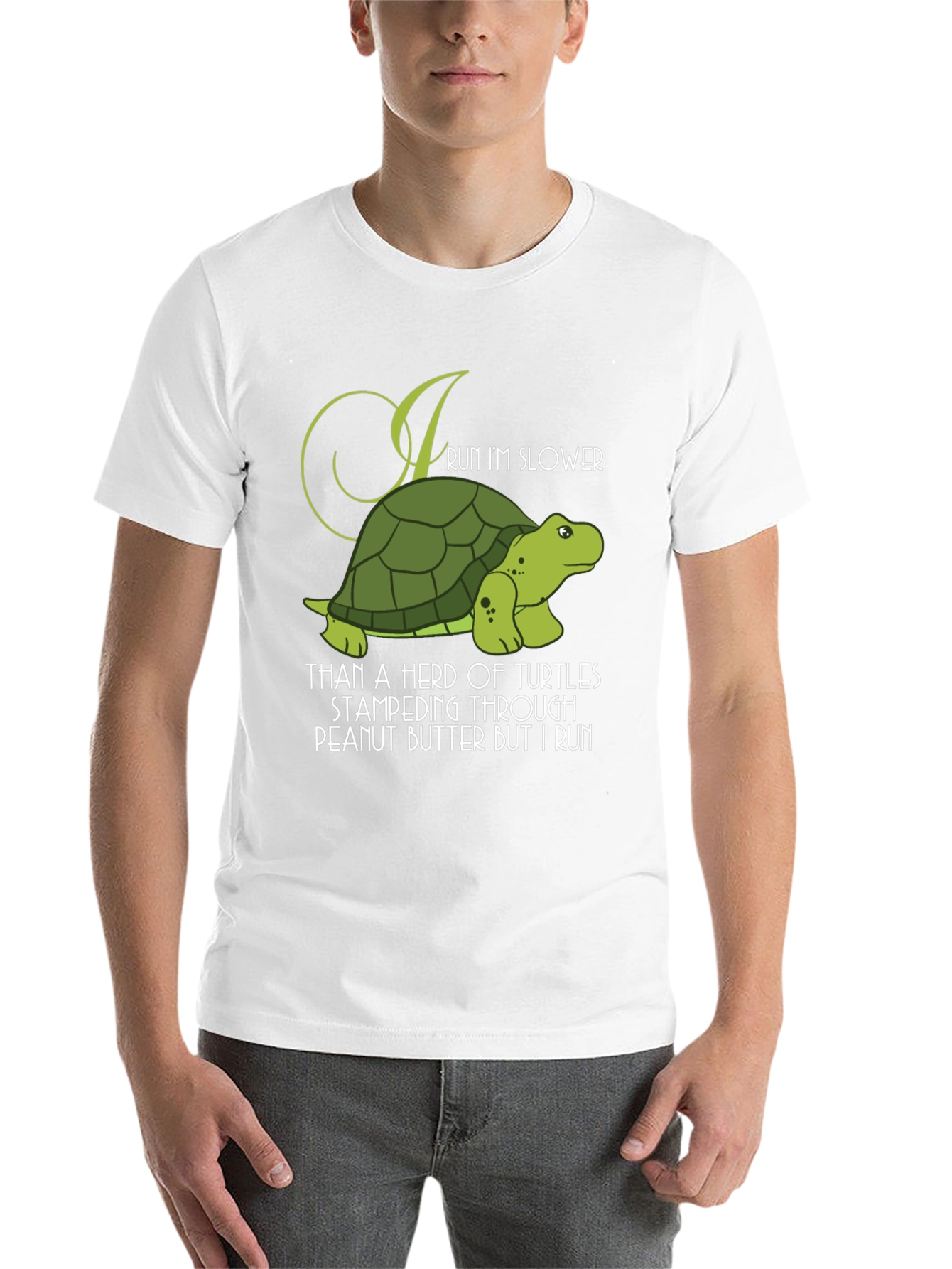 Black Funny Turtle Run Slower T-Shirt - Novelty Graphic Tee view 14