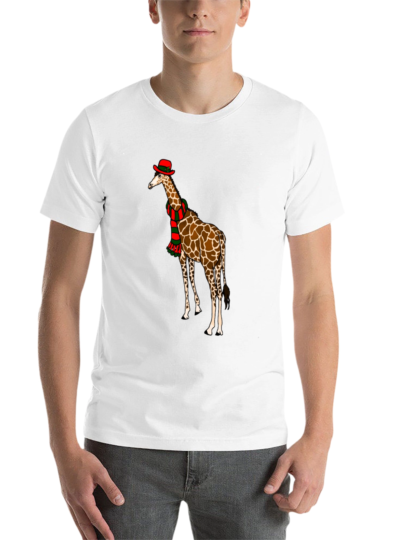 Black Giraffe Christmas T-Shirt, Holiday Apparel view 14