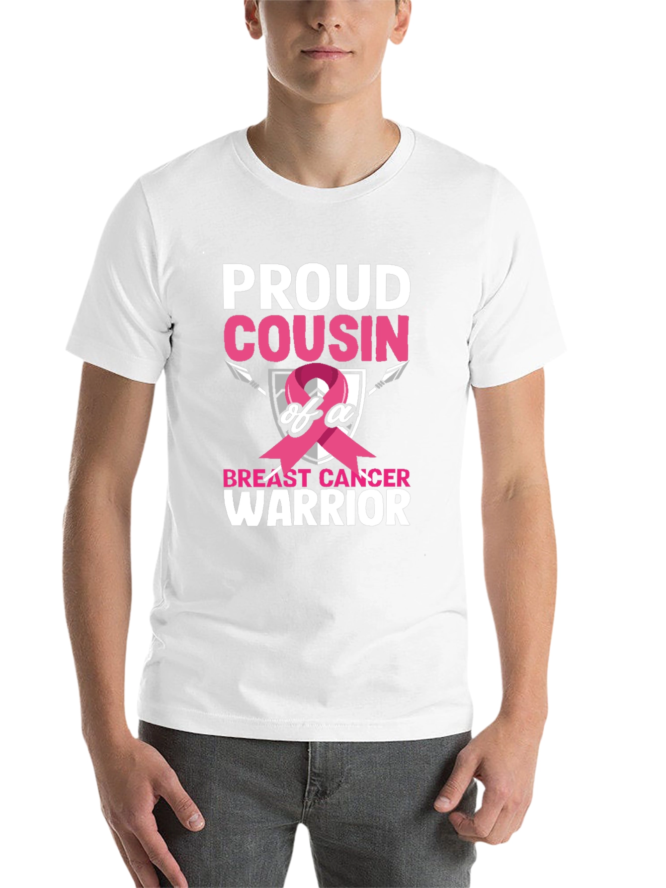 Black Proud Cousin Breast Cancer Warrior T-Shirt view 14