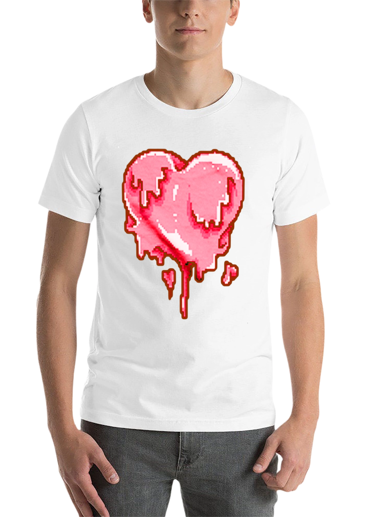 Black Pixelated Melting Heart Graphic T-Shirt view 14