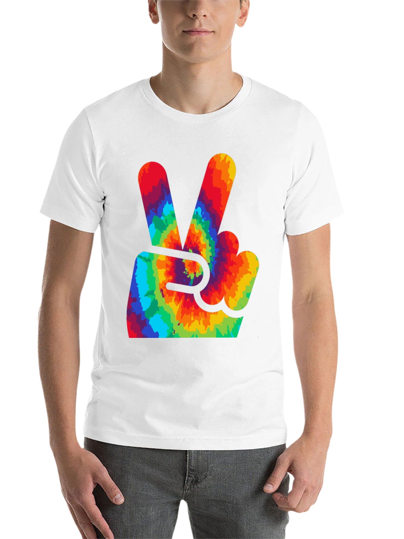 Black Peace Sign Tie-Dye Graphic Tee view 14