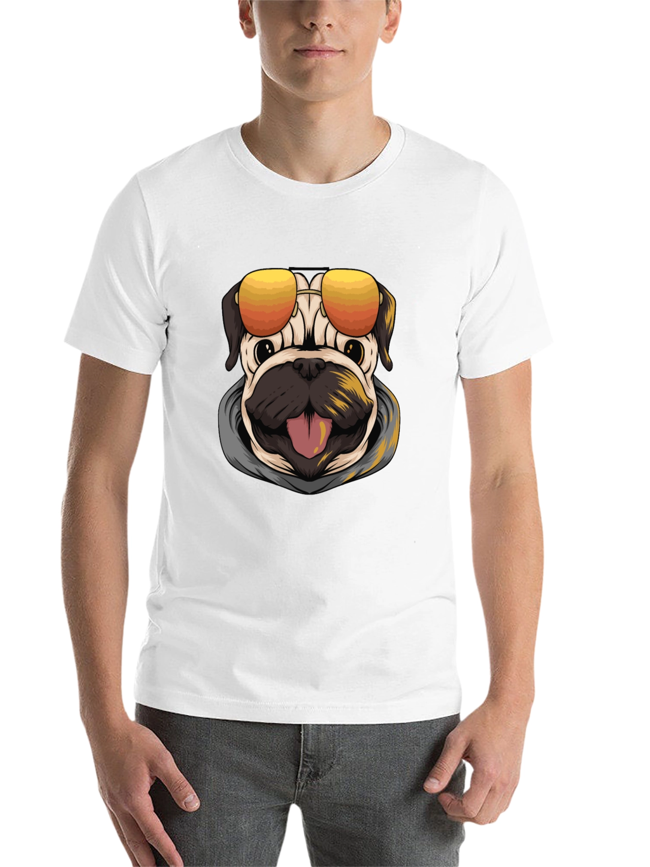 Black Cool Pug Graphic T-Shirt view 14