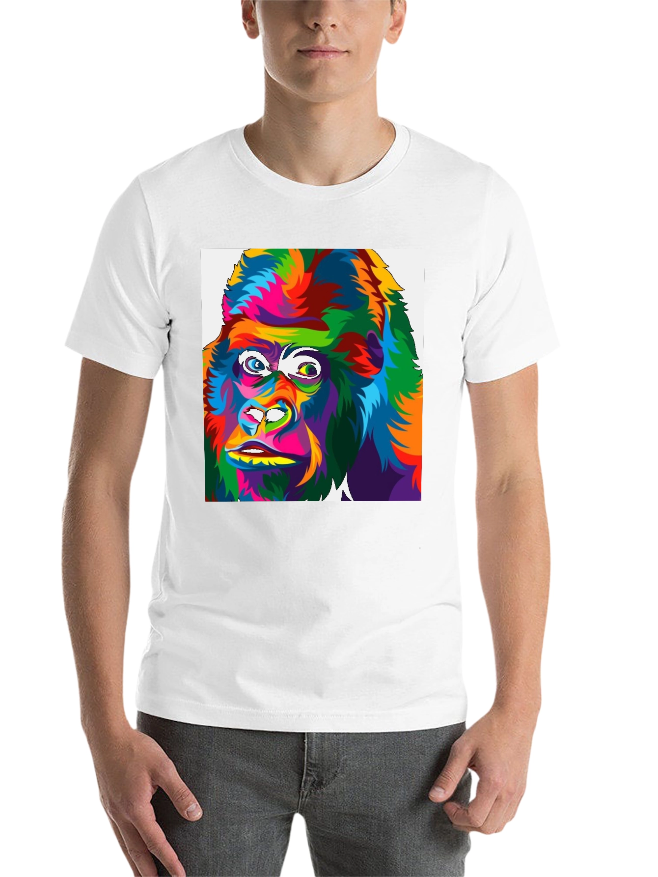 Black Colorful Gorilla Graphic Print Black T-Shirt view 14
