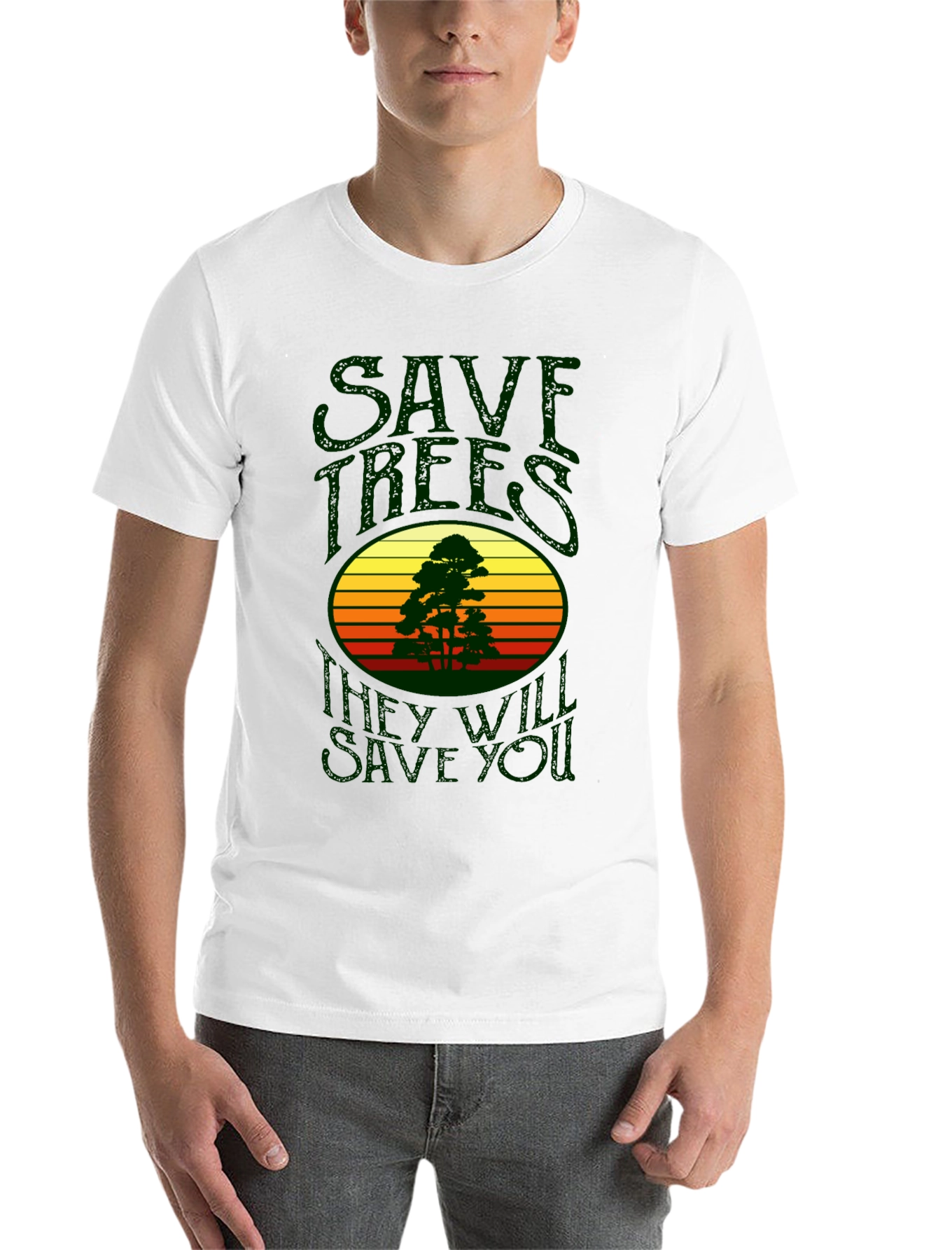 Black Save Trees T-Shirt - Retro Design view 14