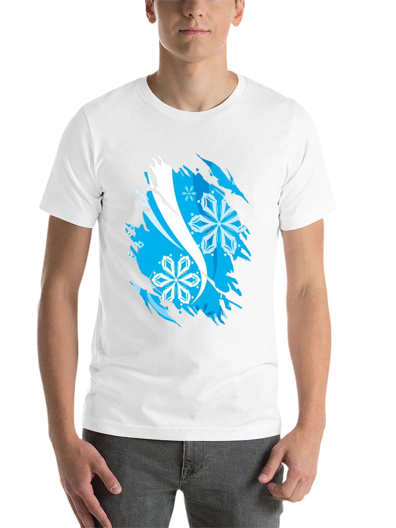 Ripped Snowflake Graphic Tee - Cool Winter Style - 14